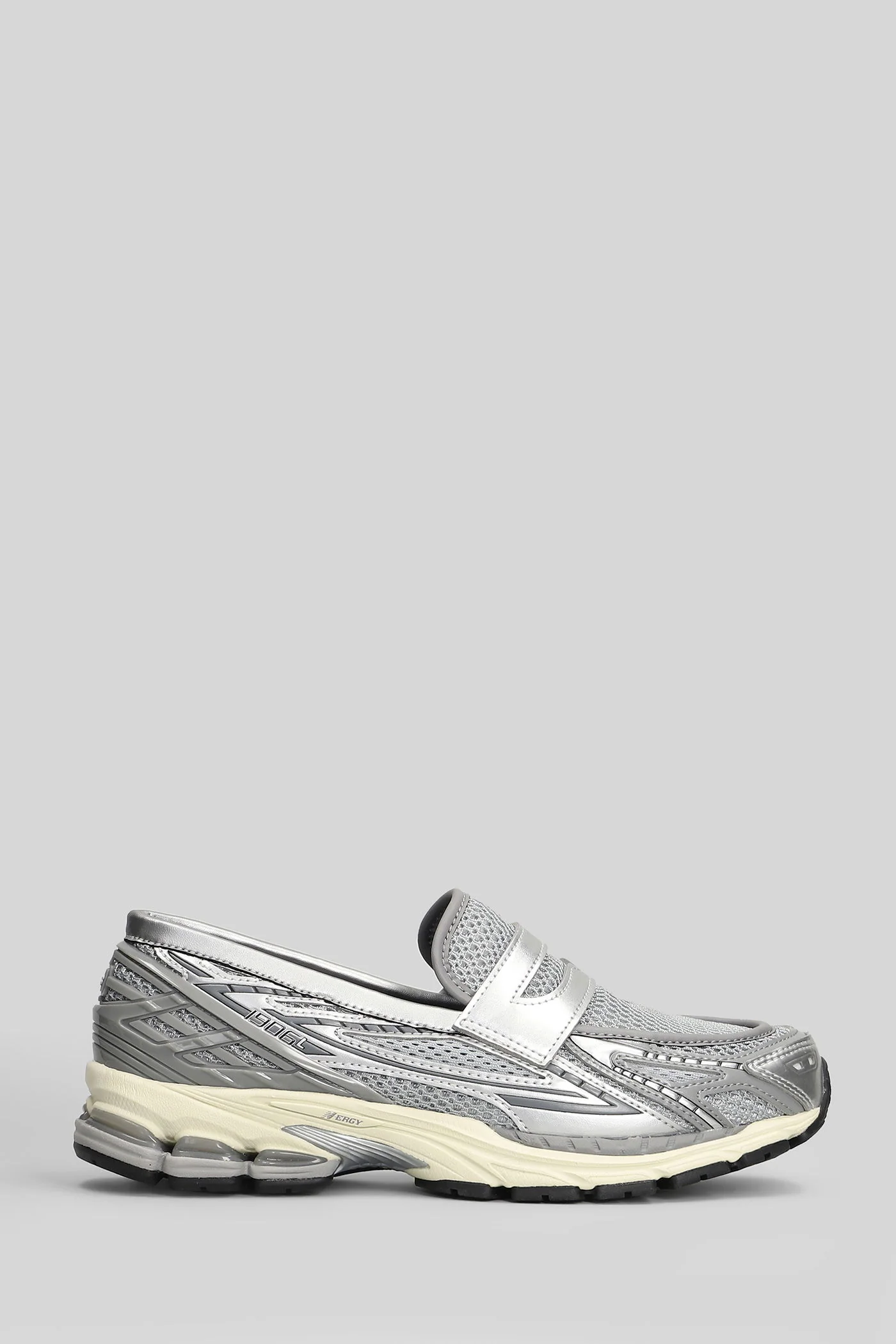 1906L Loafers in silver leather and fabric - Image 5
