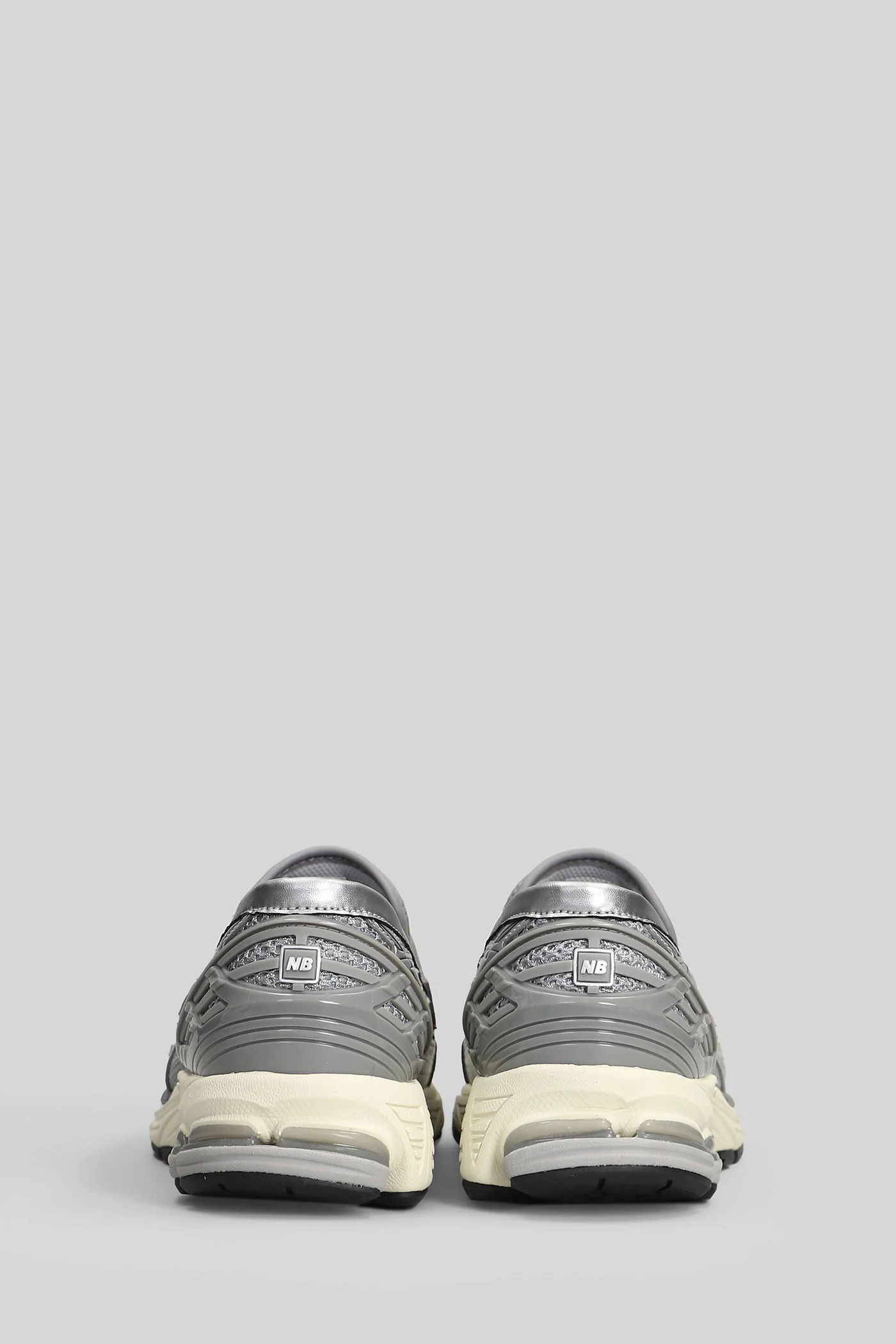 1906L Loafers in silver leather and fabric - Image 8