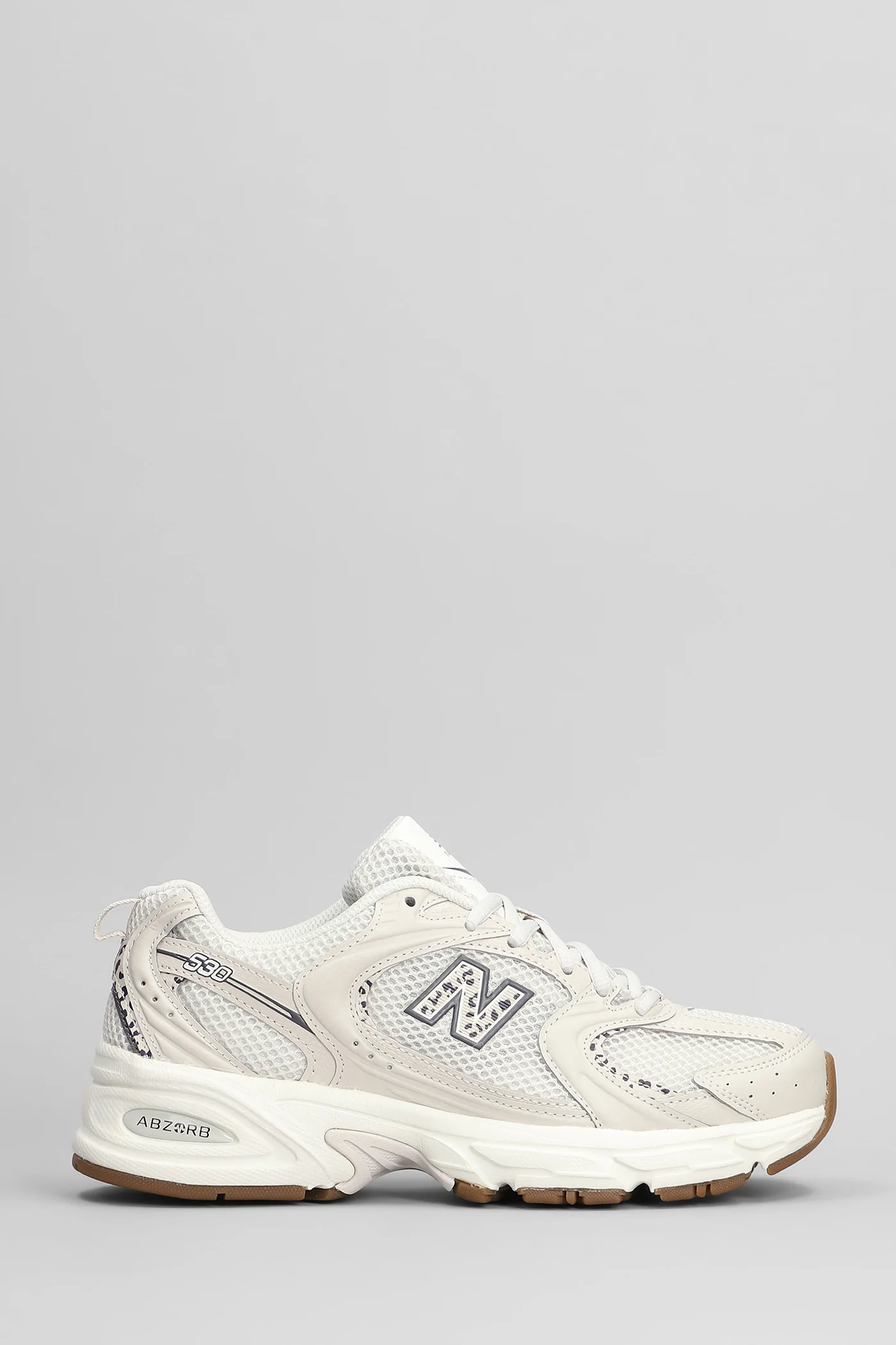 530 Sneakers in beige leather and fabric