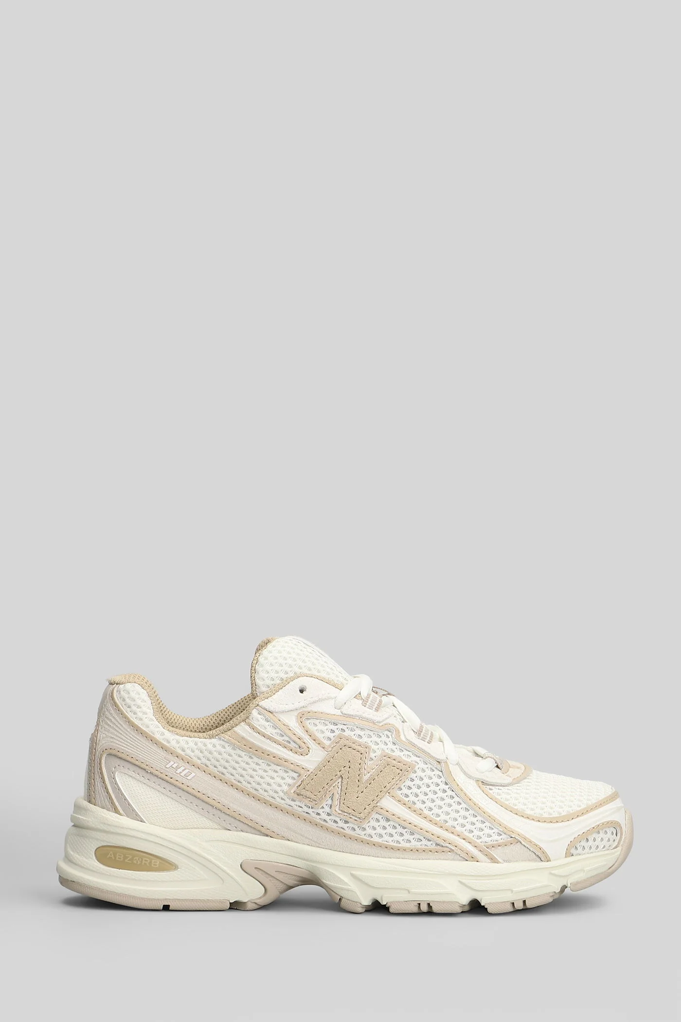 740 Sneakers in beige leather and fabric