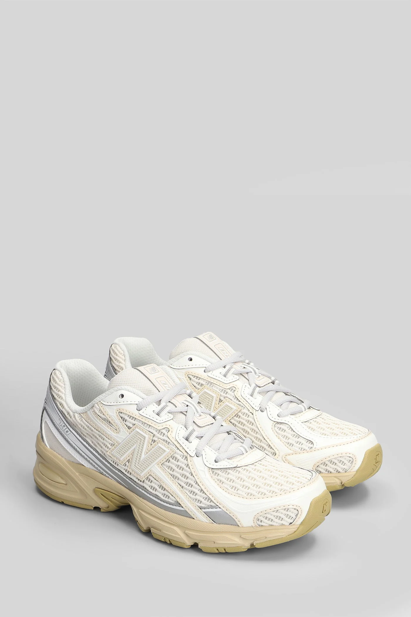 7403 Sneakers in white leather and fabric - Image 2