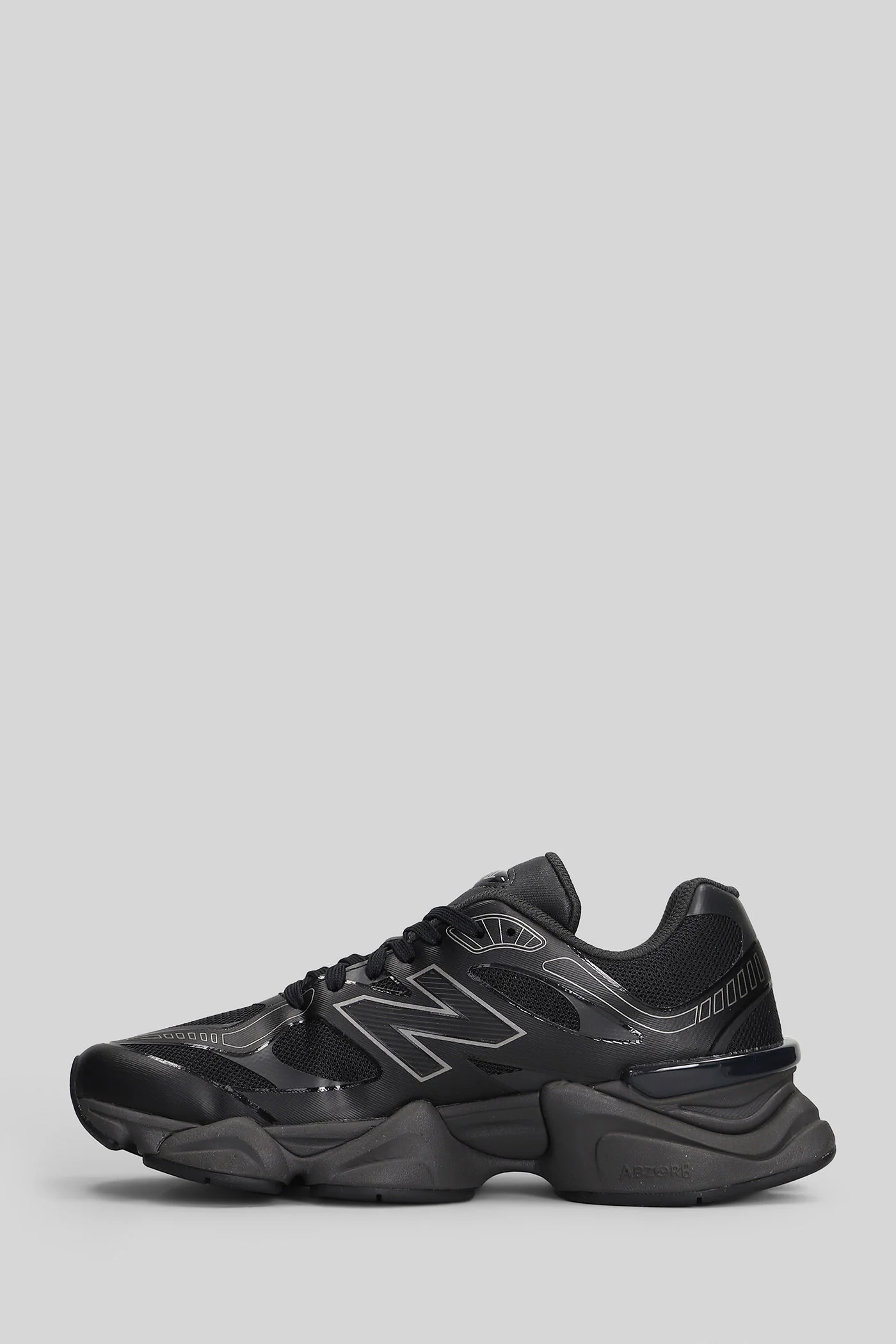 9060 Sneakers in black leather and fabric - Image 3