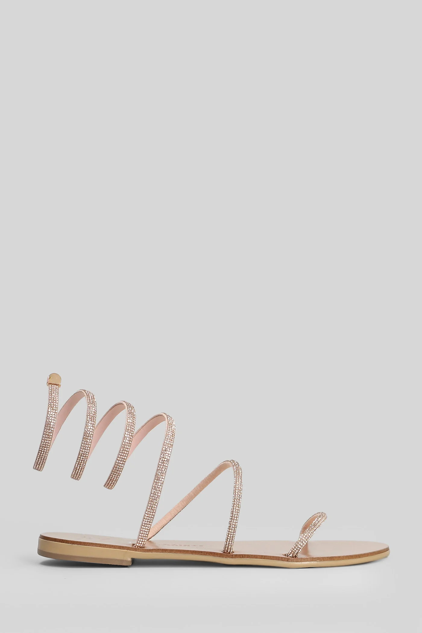 Flat sandal-slipper in powder leather