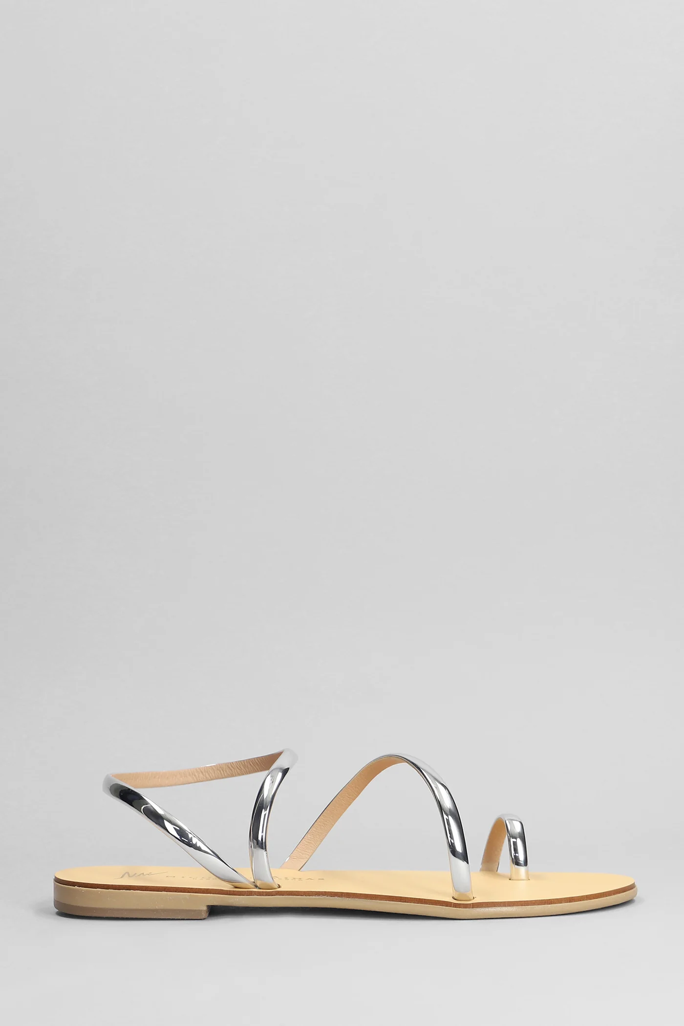 Flats in silver leather