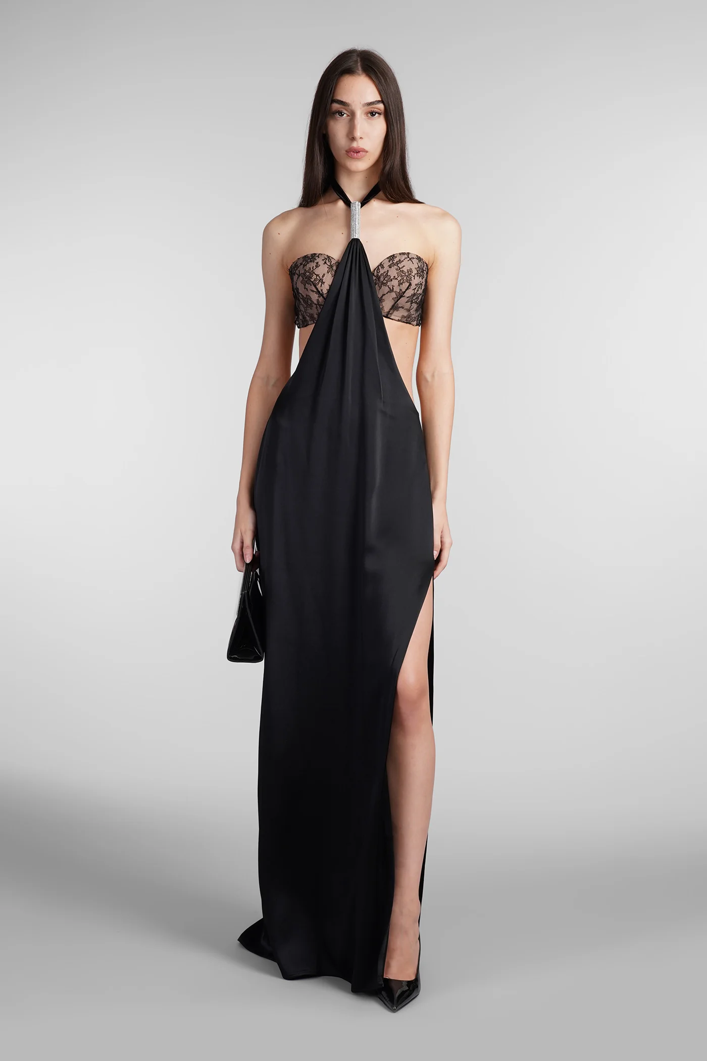 Amina dress Long dress in black acrylic - Image 2