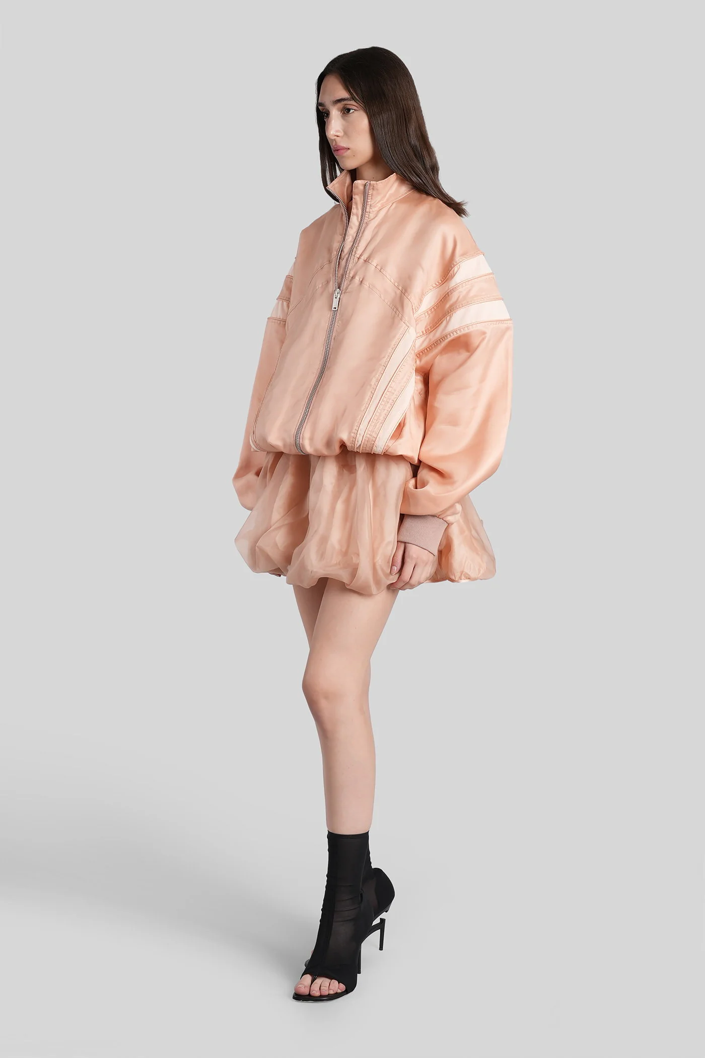 Mini dress in rose-pink silk - Image 4