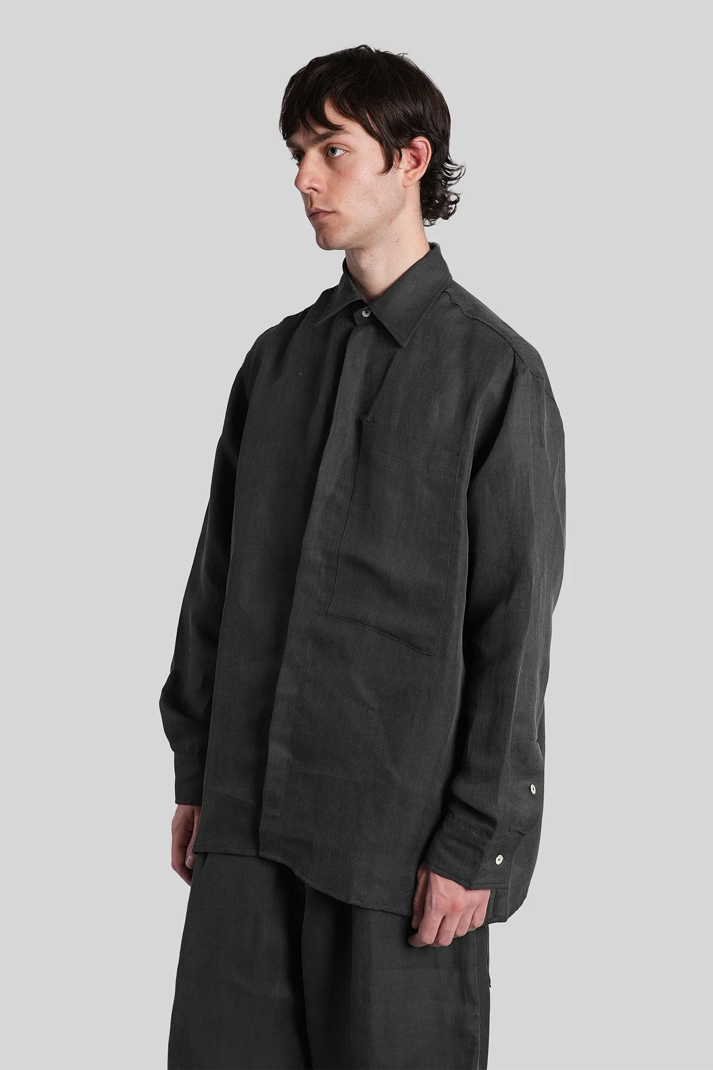Shirt in grey linen - Image 4