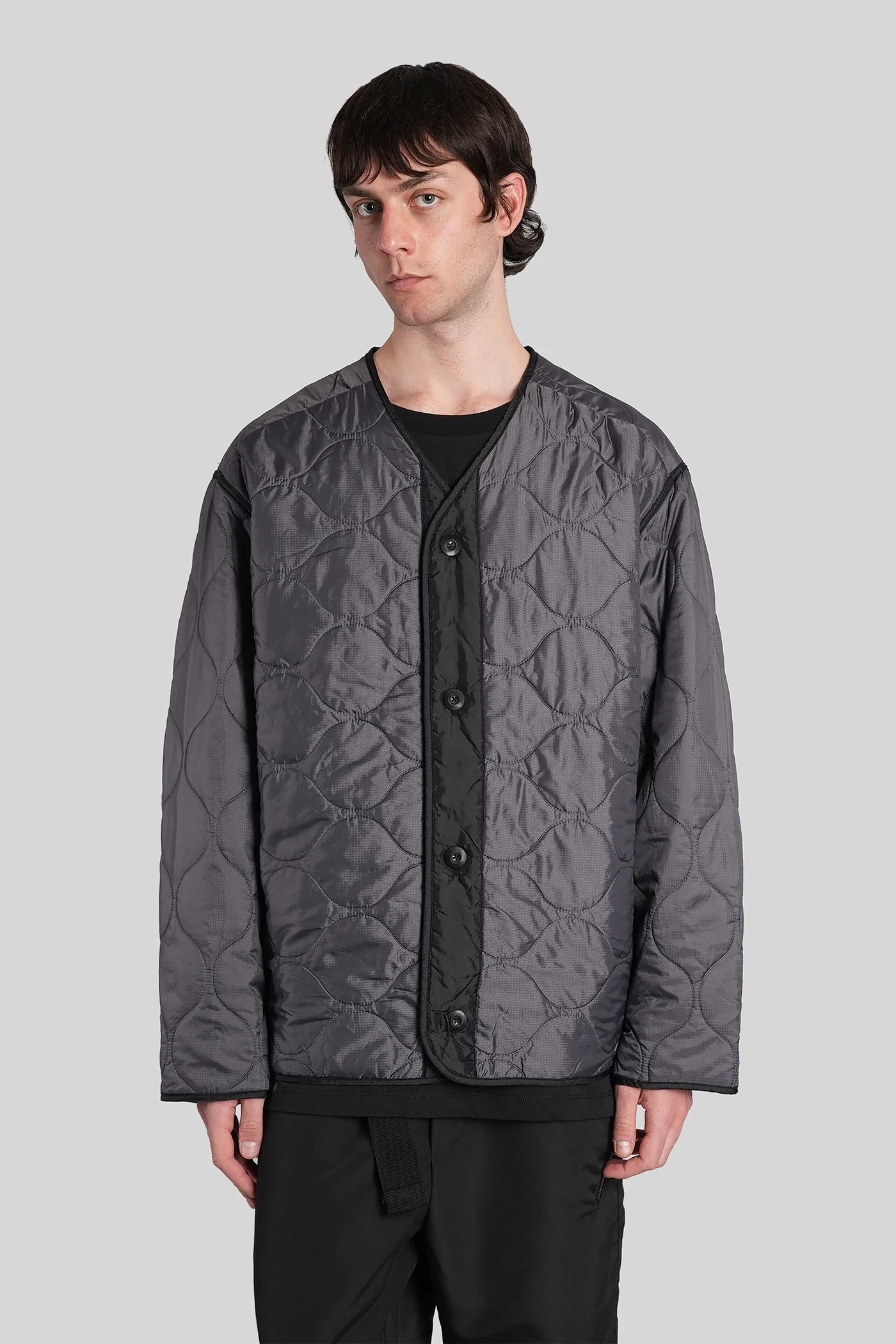 Casual jacket in grey nylon