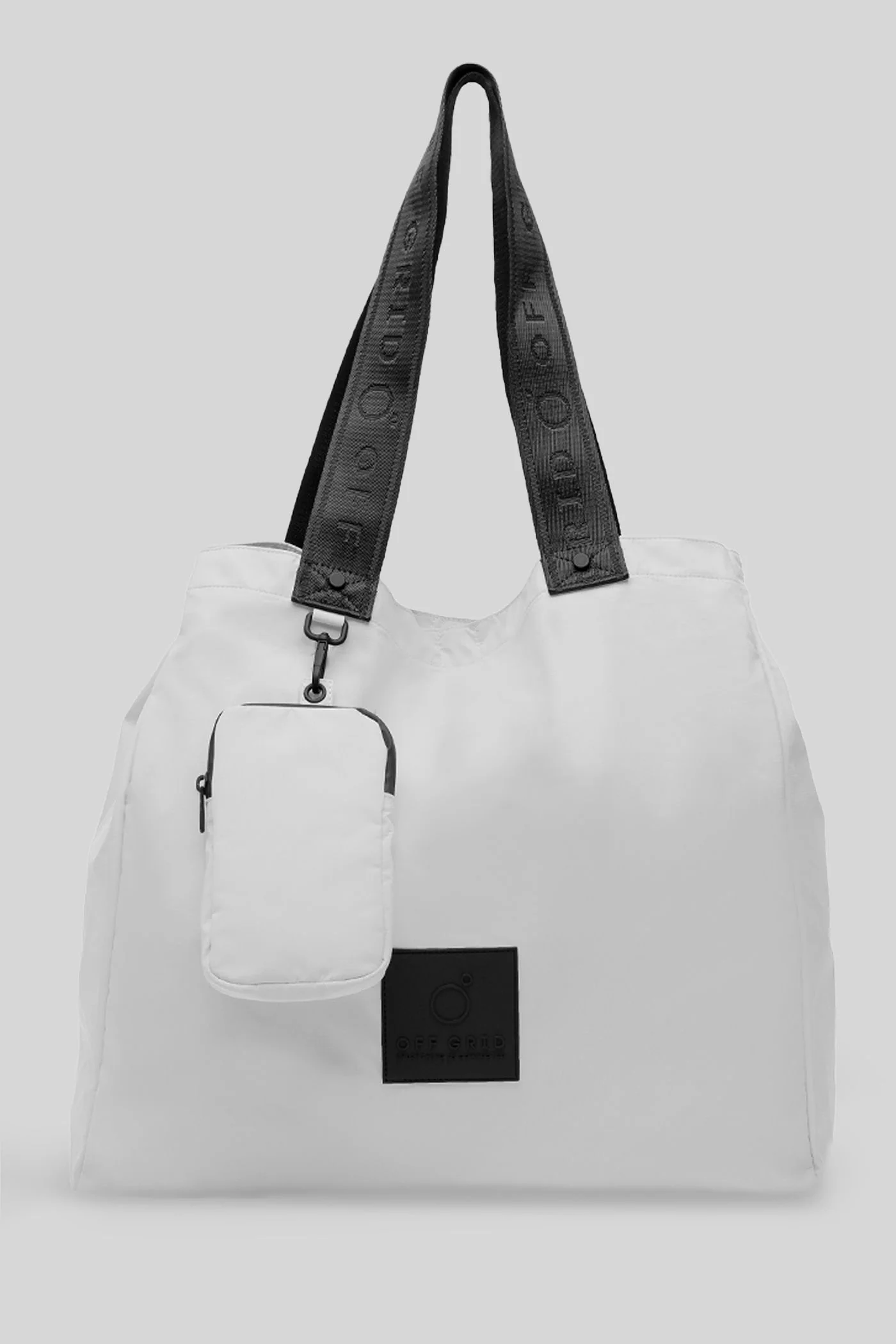 Shoulder bag in grey polyester - Image 4