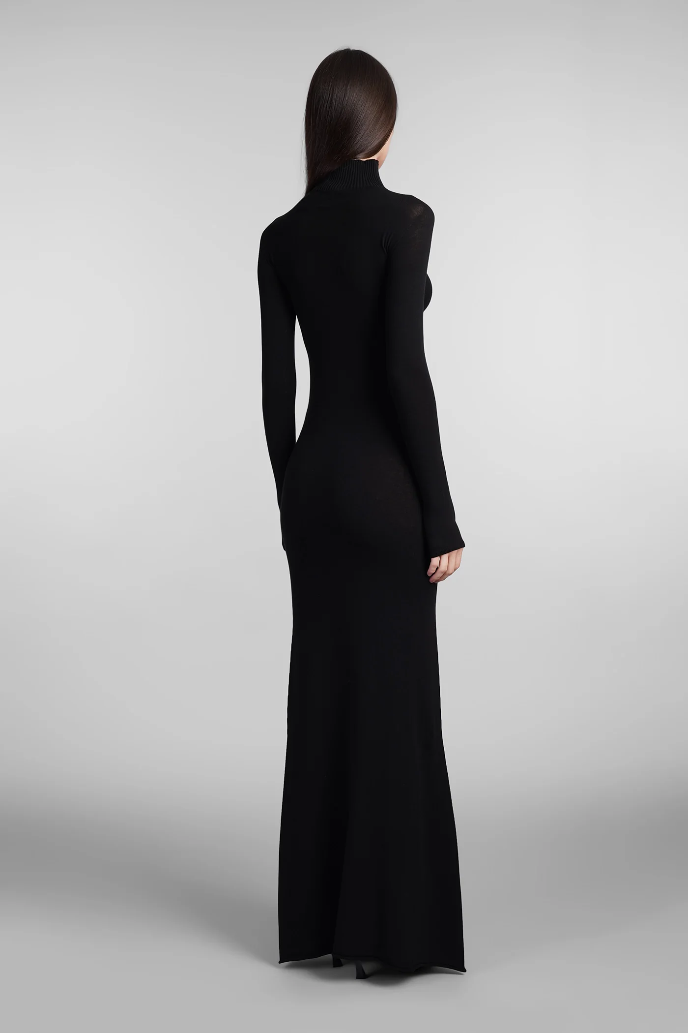 Dress woman in black viscose - Image 3