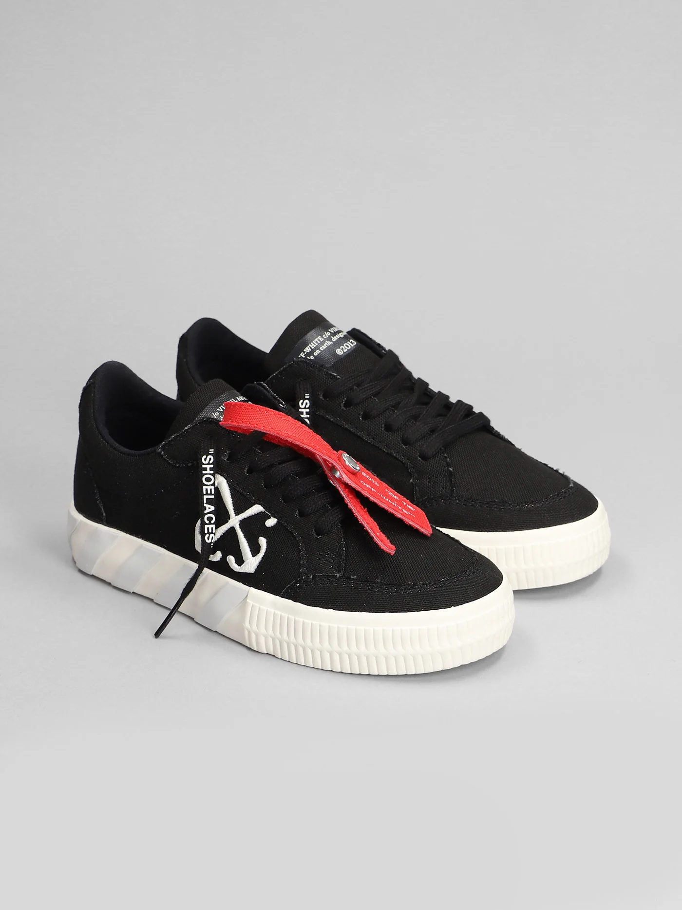 Vulcanized lace up Sneakers in black cotton - Image 2