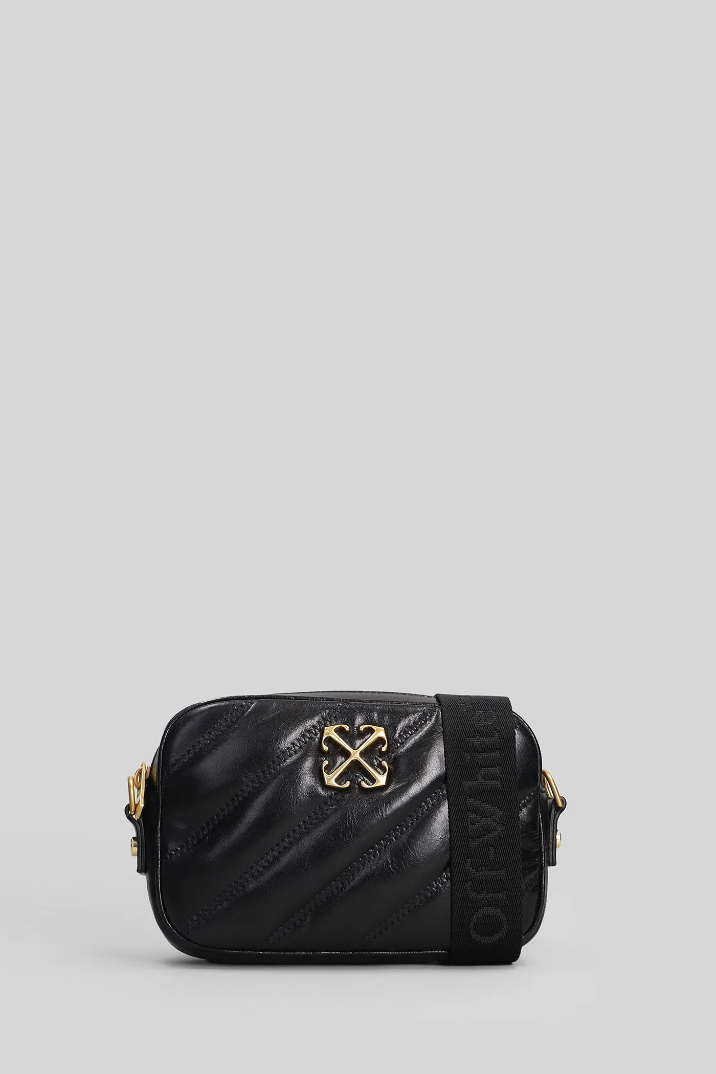 Qulting camera bag s Shoulder bag in black leather