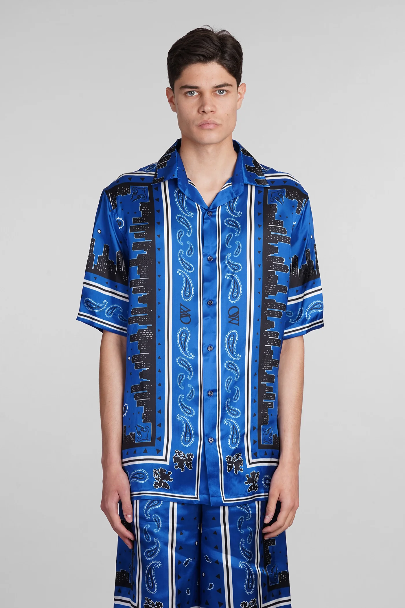Shirt in blue viscose