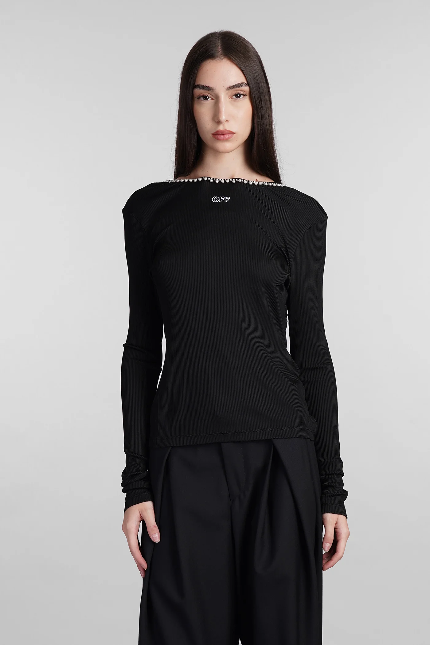Topwear in black viscose
