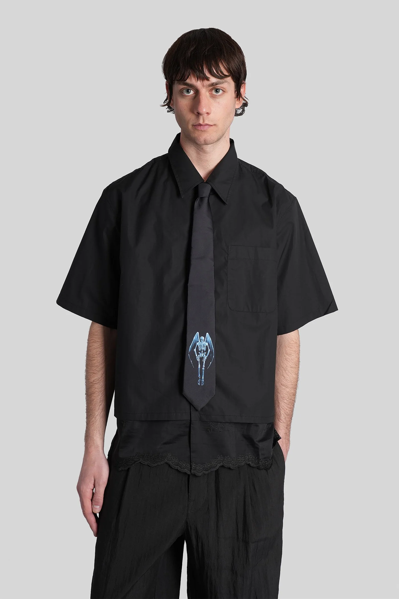 Every shirt Shirt in black wool and polyester
