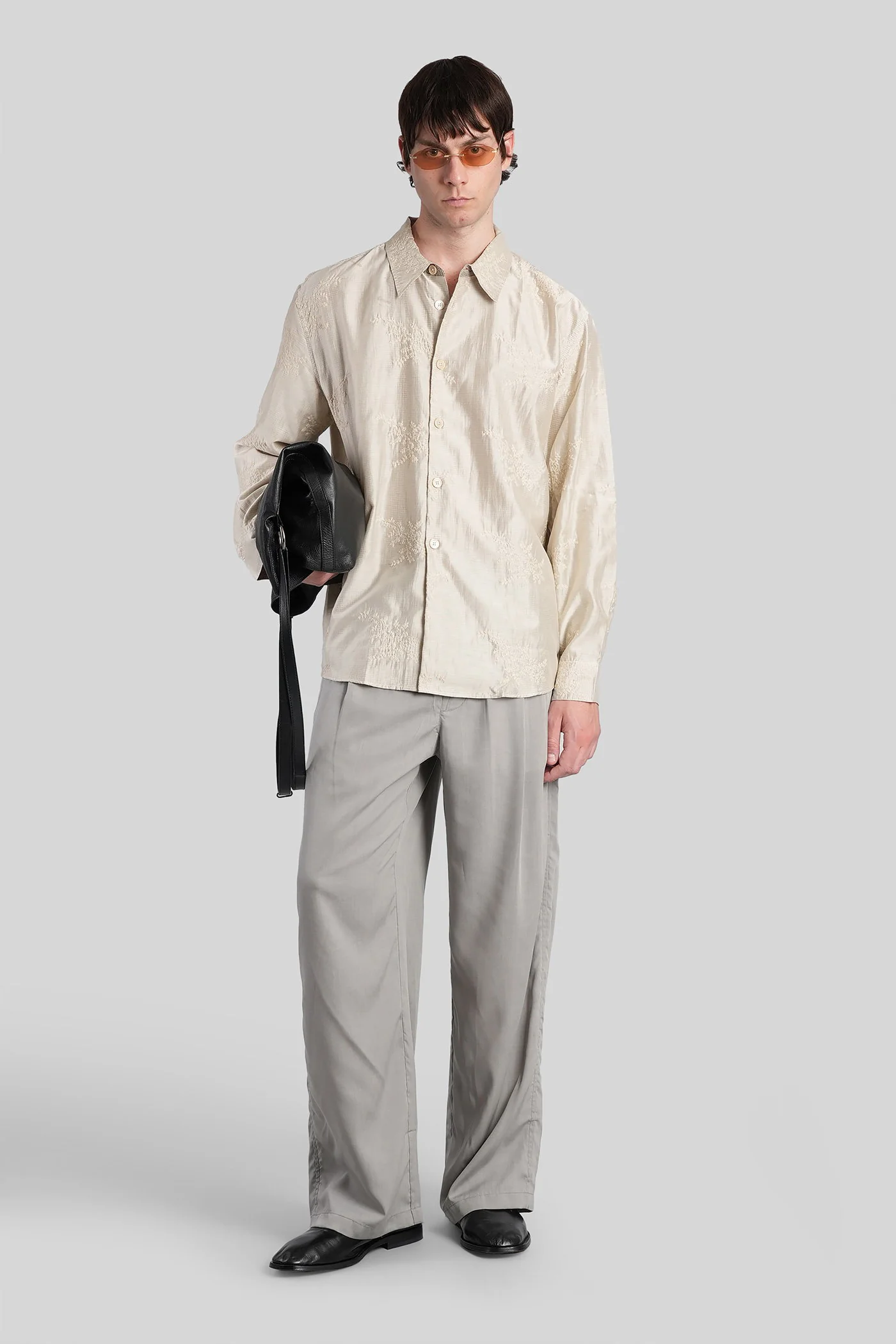 Shirt in beige wool and polyester - Image 2