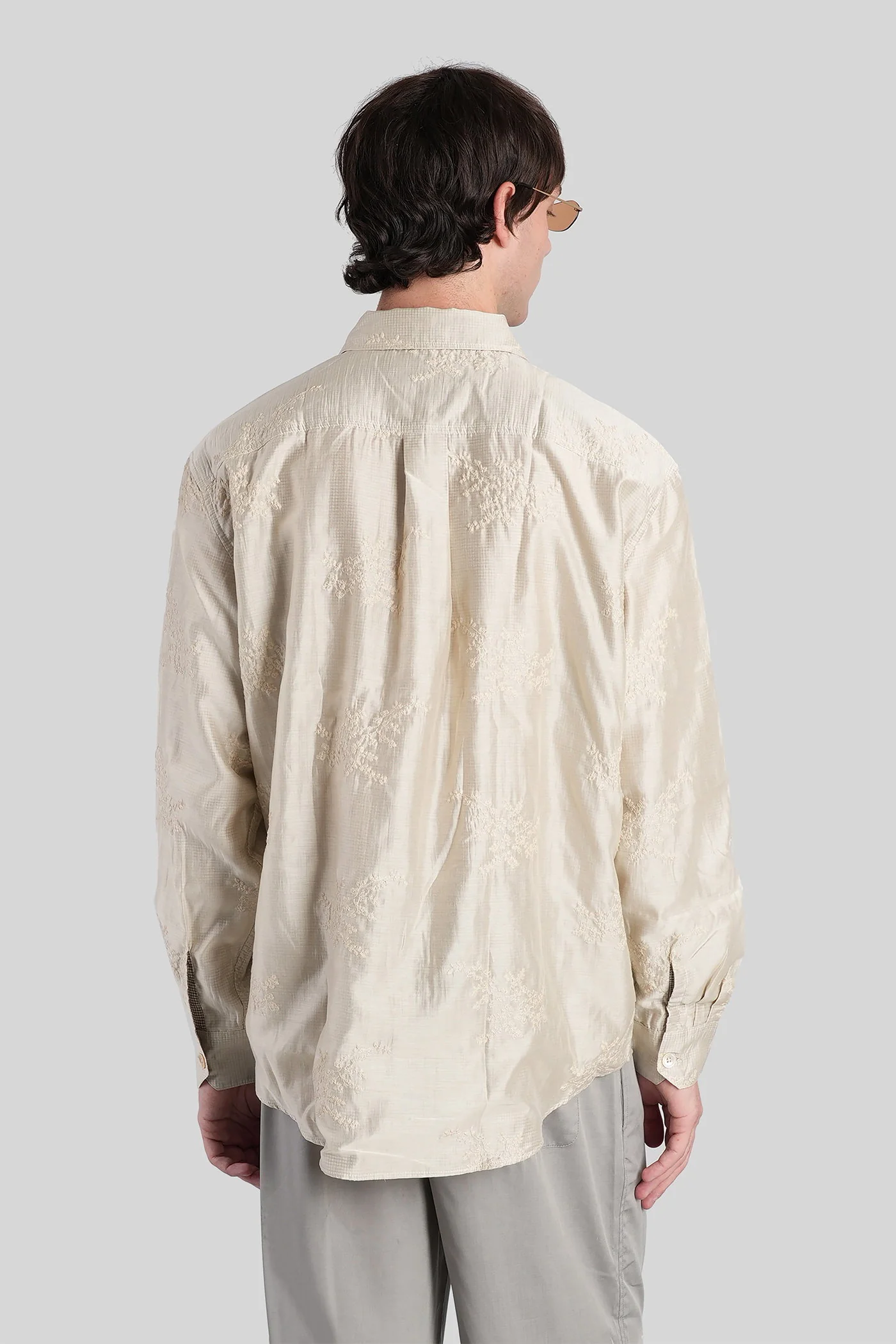 Shirt in beige wool and polyester - Image 3