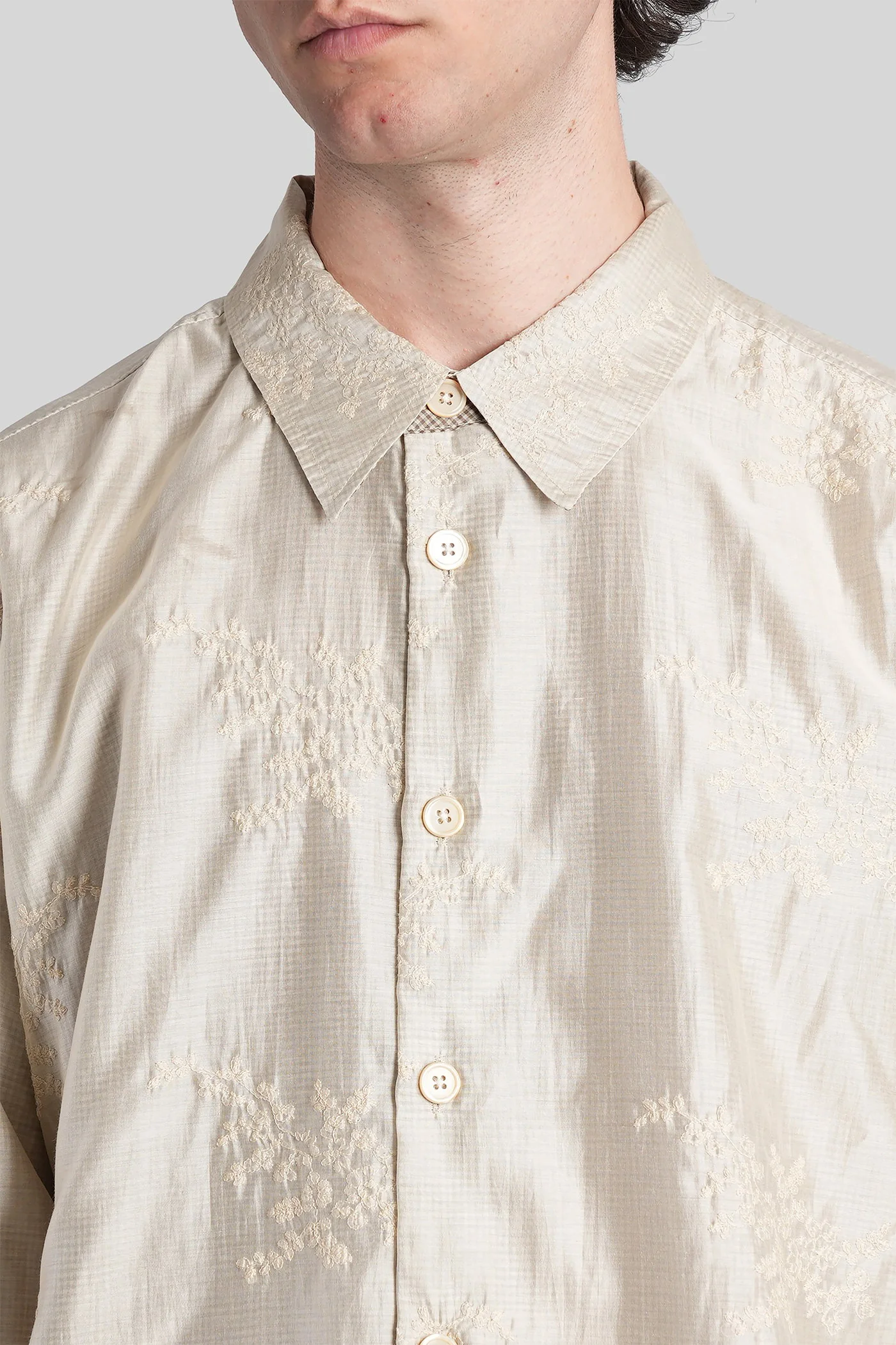 Shirt in beige wool and polyester - Image 5