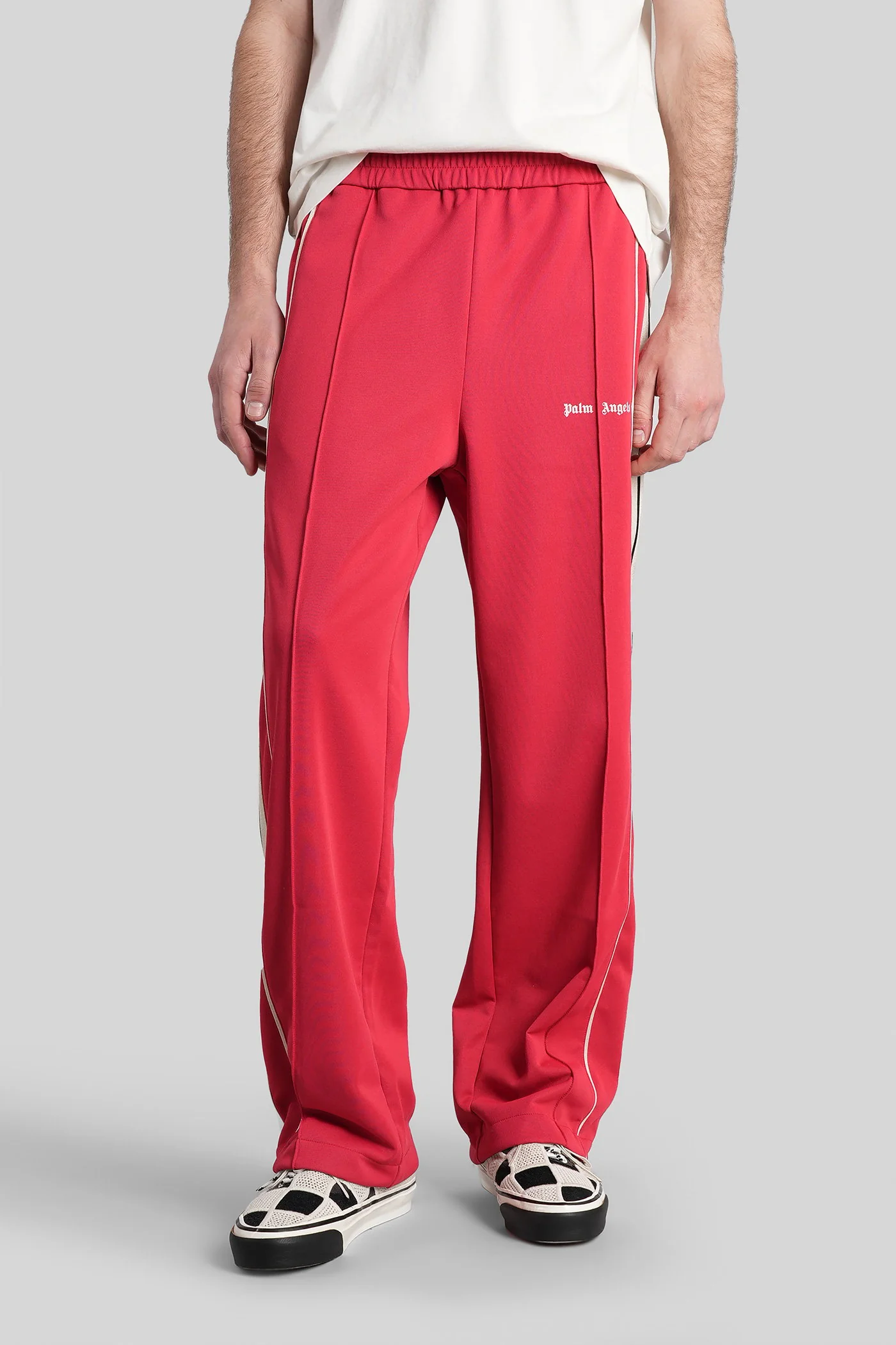 Pants in rose-pink polyester