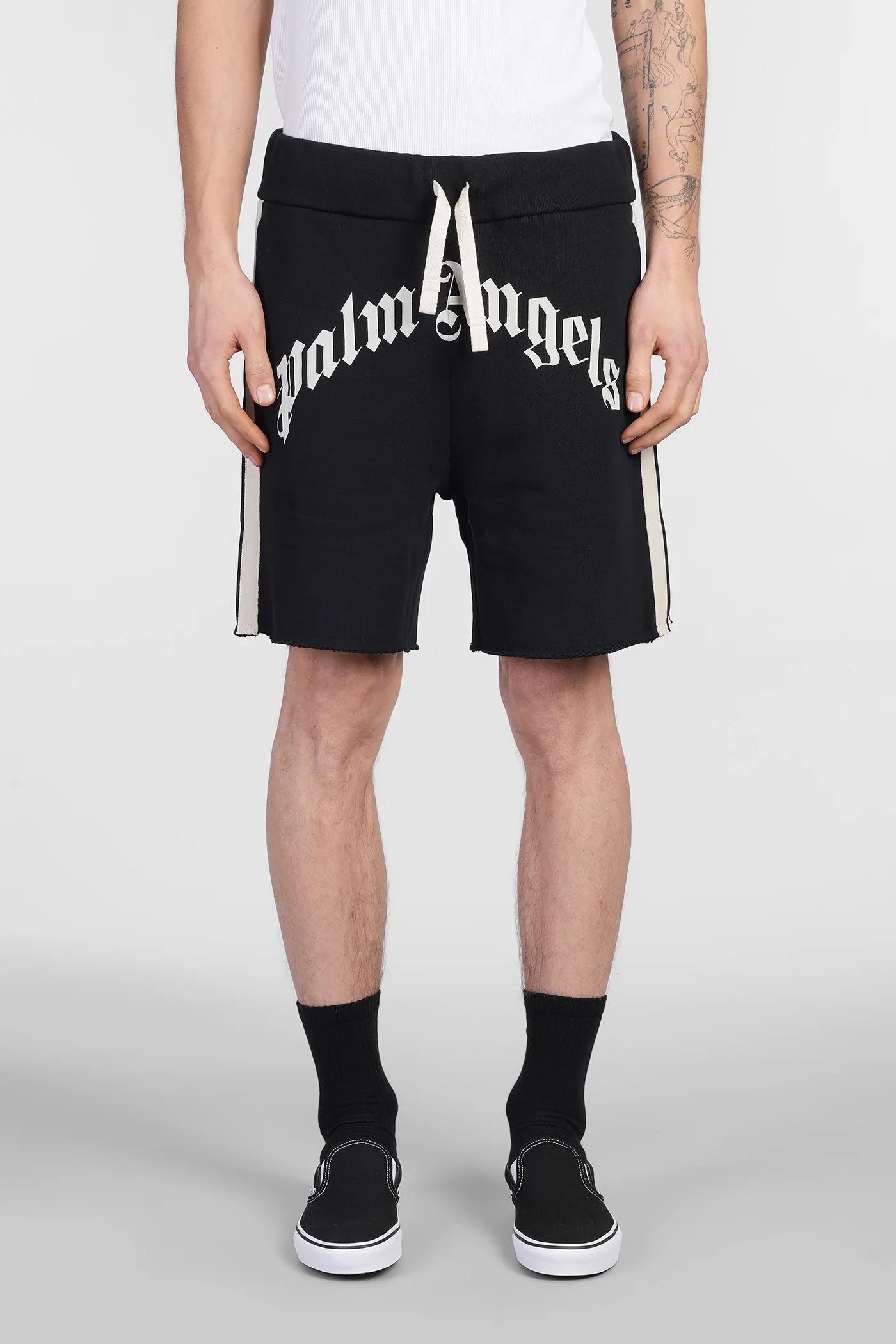 Shorts in black cotton
