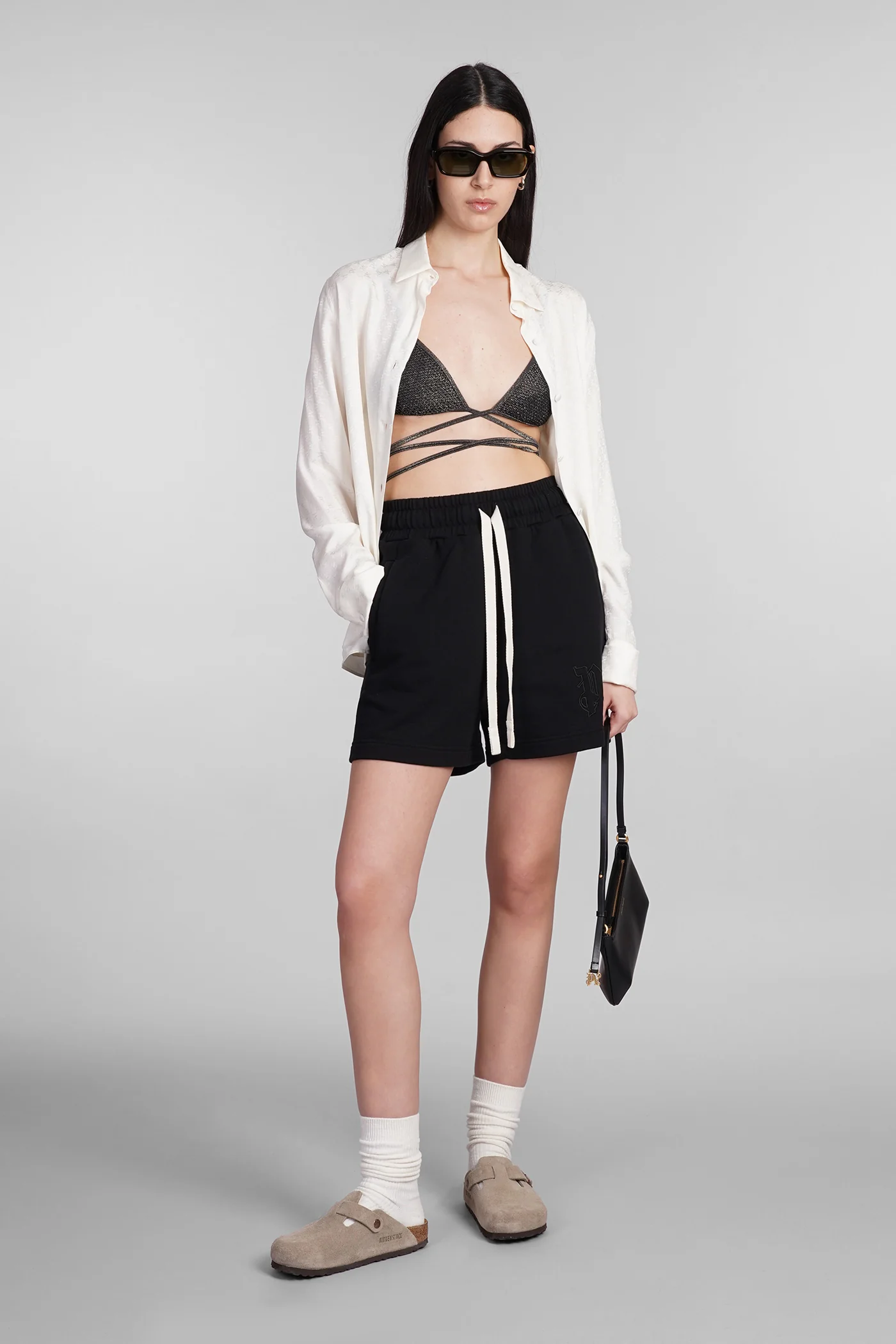 Shorts in black cotton - Image 2