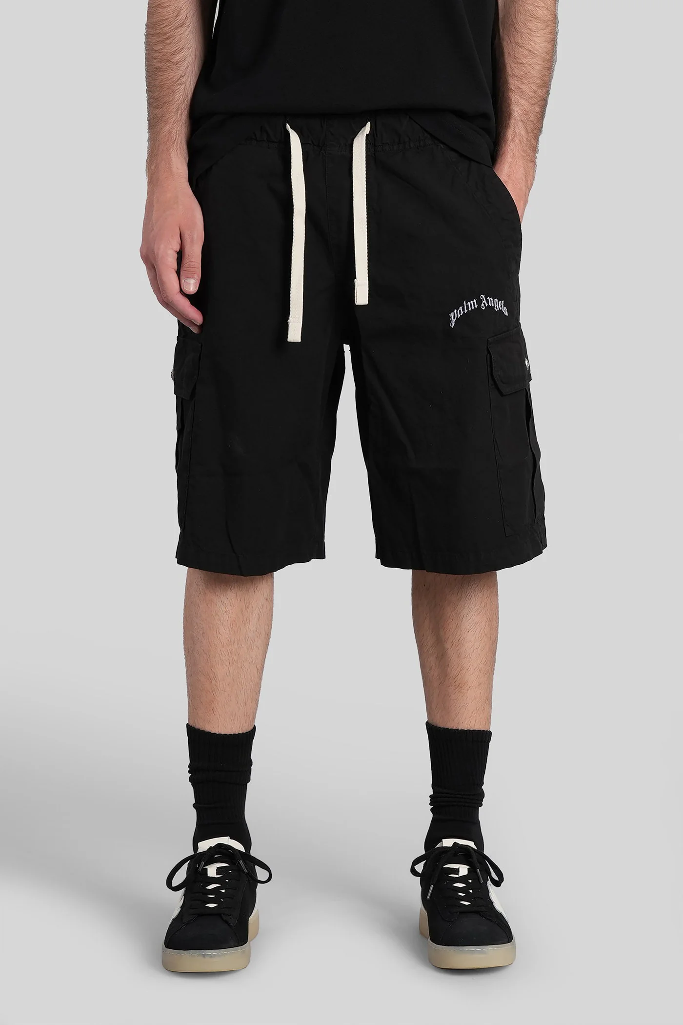 Shorts in black cotton