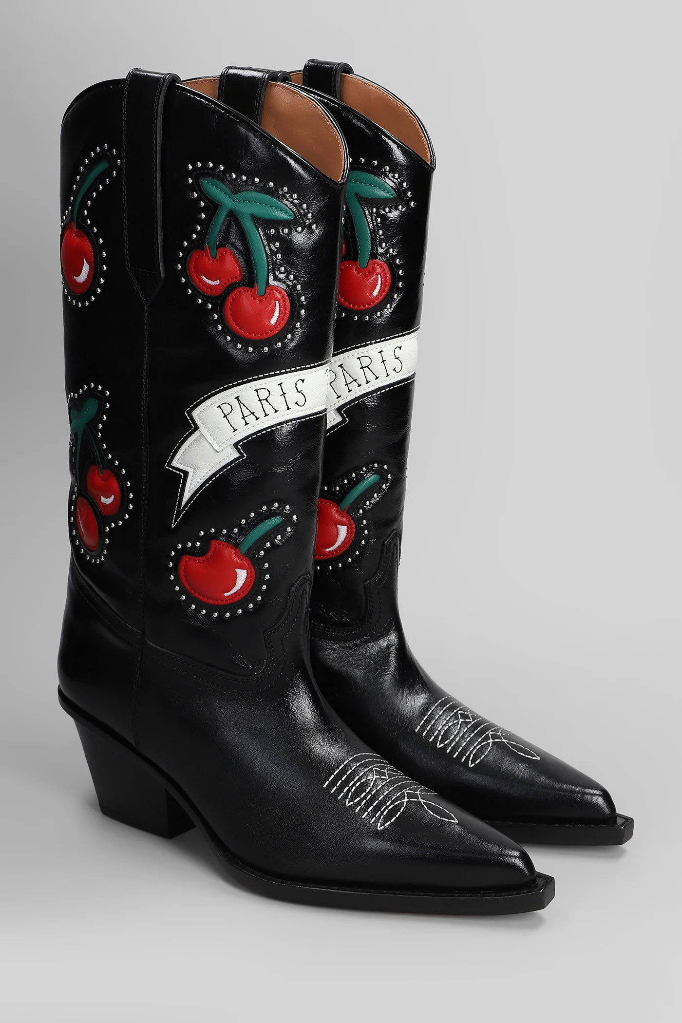 Cherry Blossom 60 texan boots in black leather - Image 2