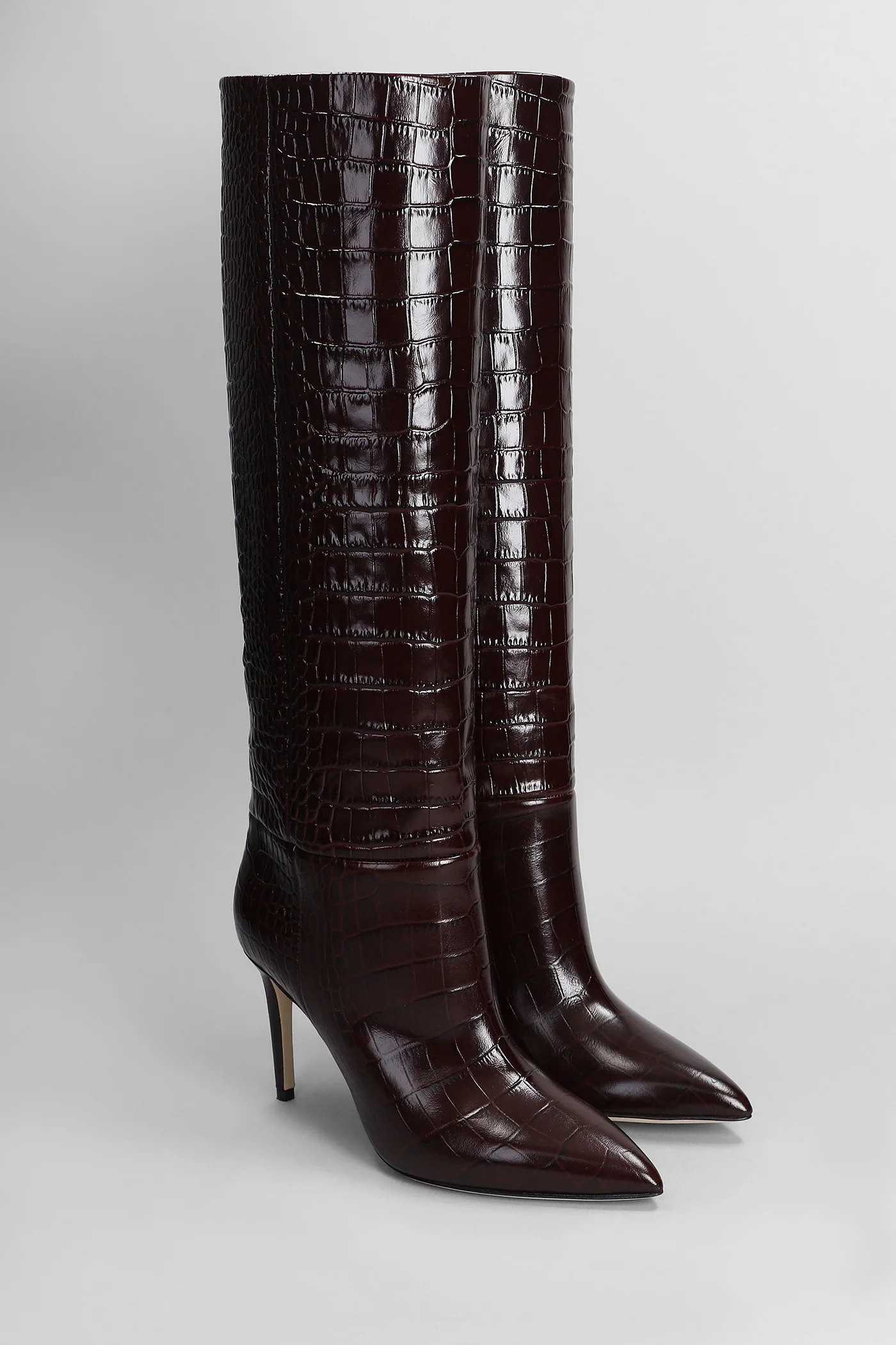 High heels boots in bordeaux leather - Image 2
