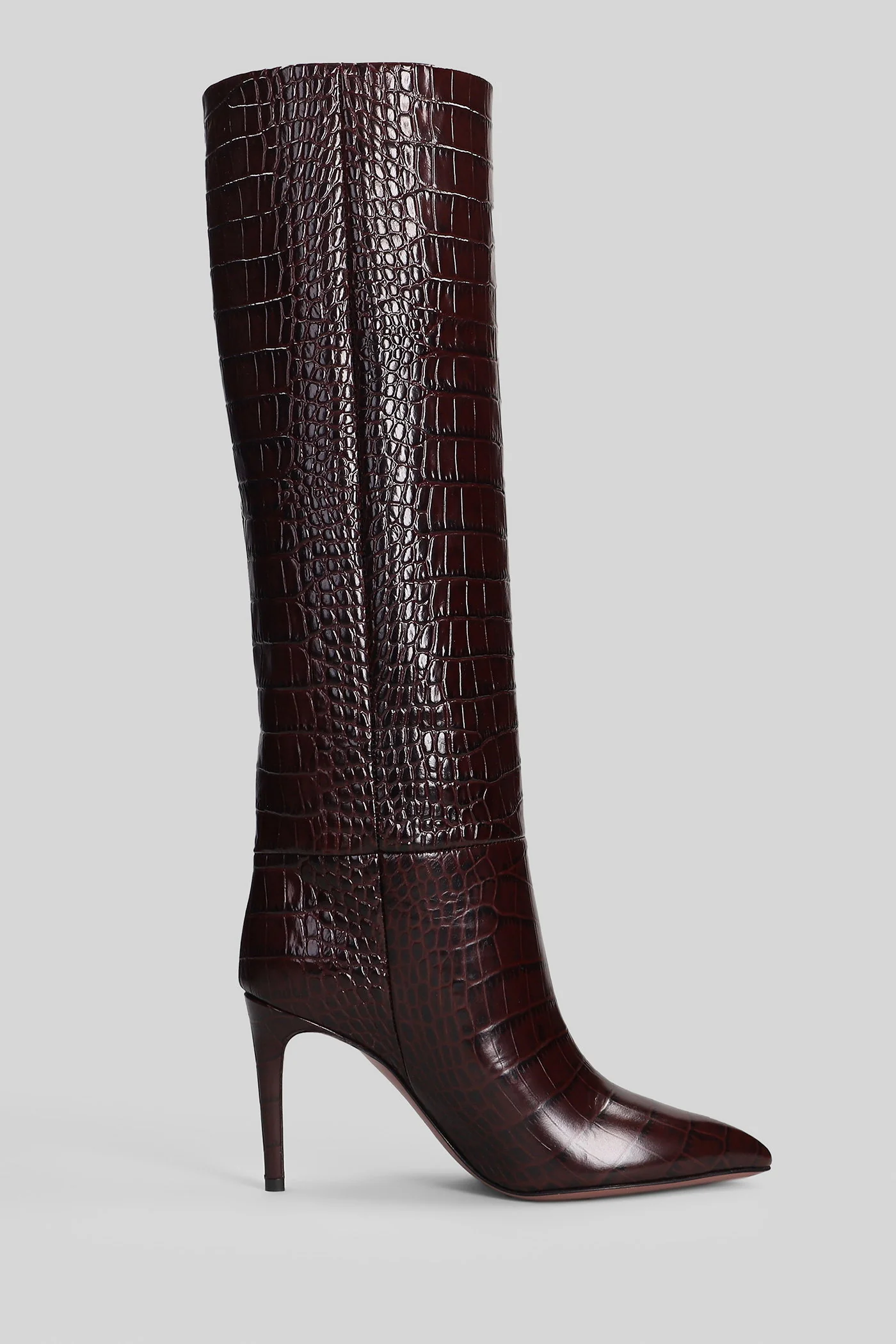 Stiletto Boot 85 High heels boots in bordeaux leather