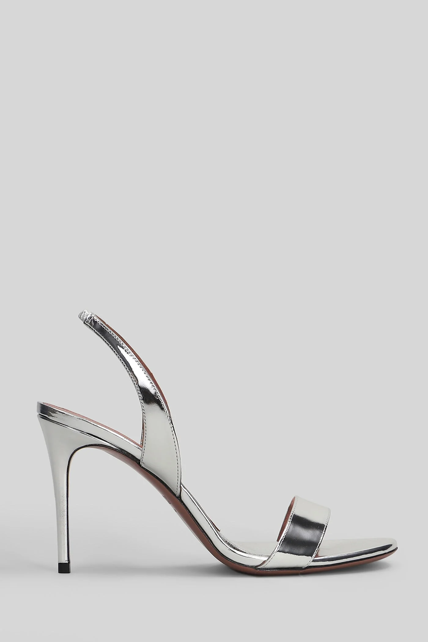 Vera Slingback 85 Sandals in silver leather