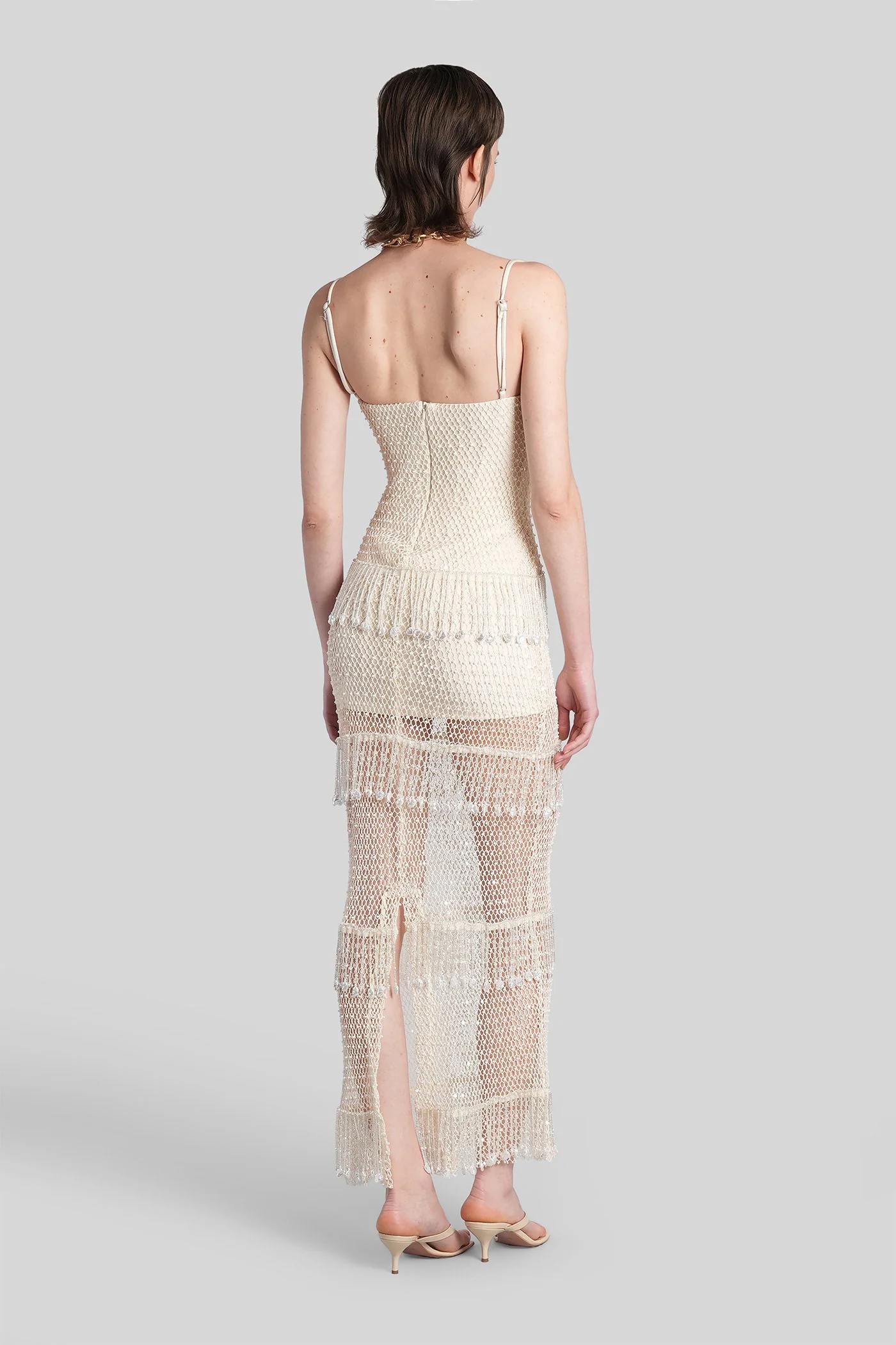 Long dress in beige cotton - Image 3