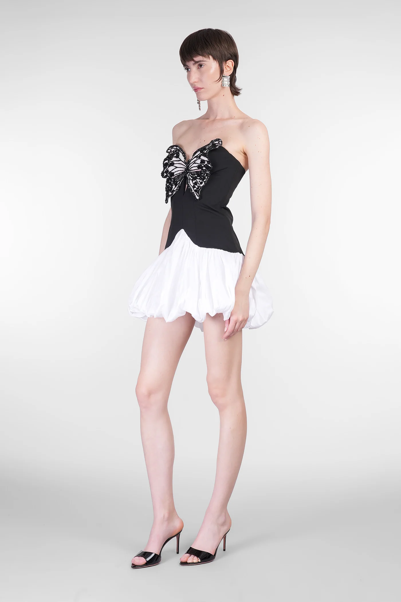 Mini dress in black polyester - Image 4