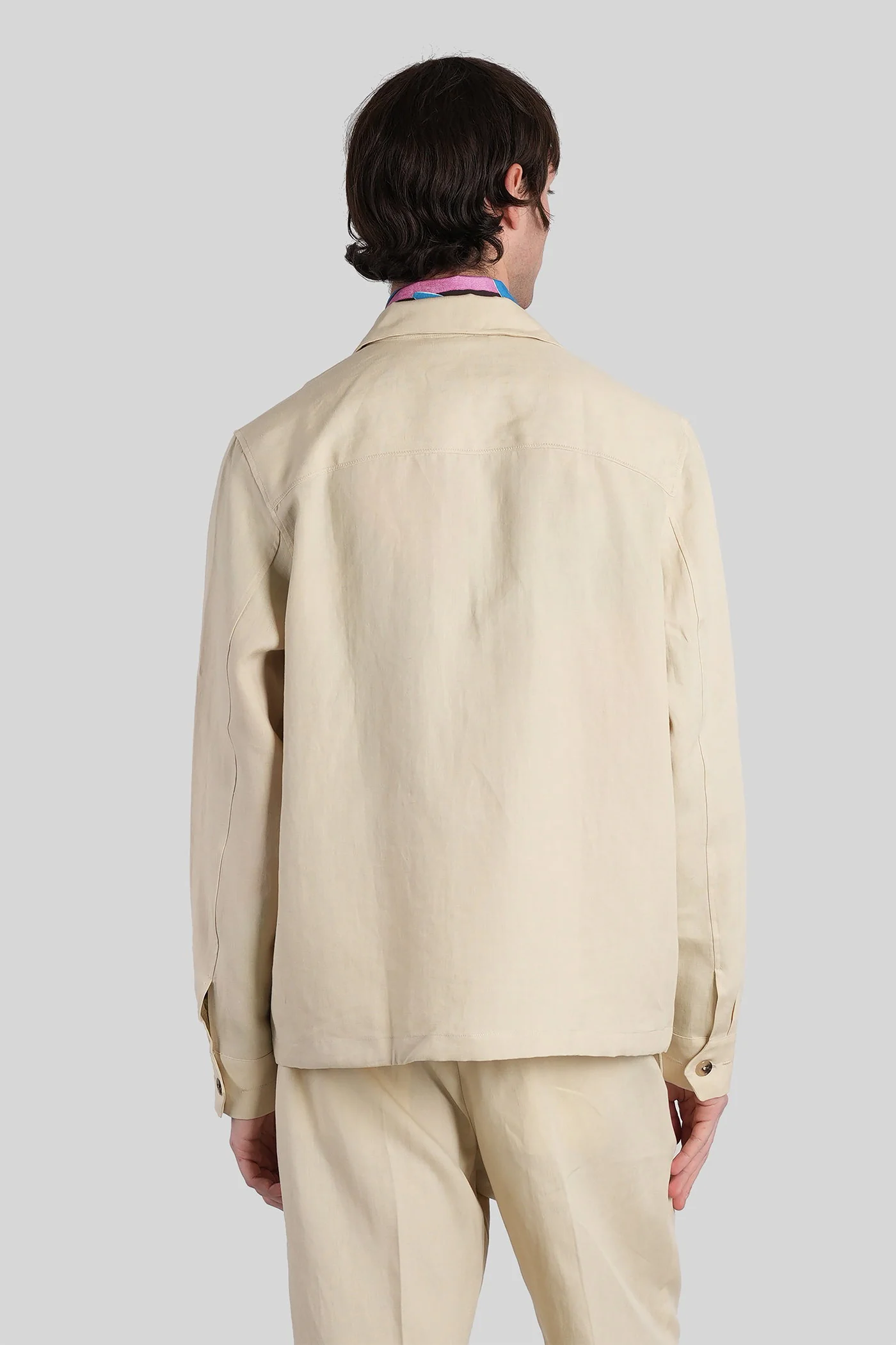 Casual jacket in beige linen - Image 3