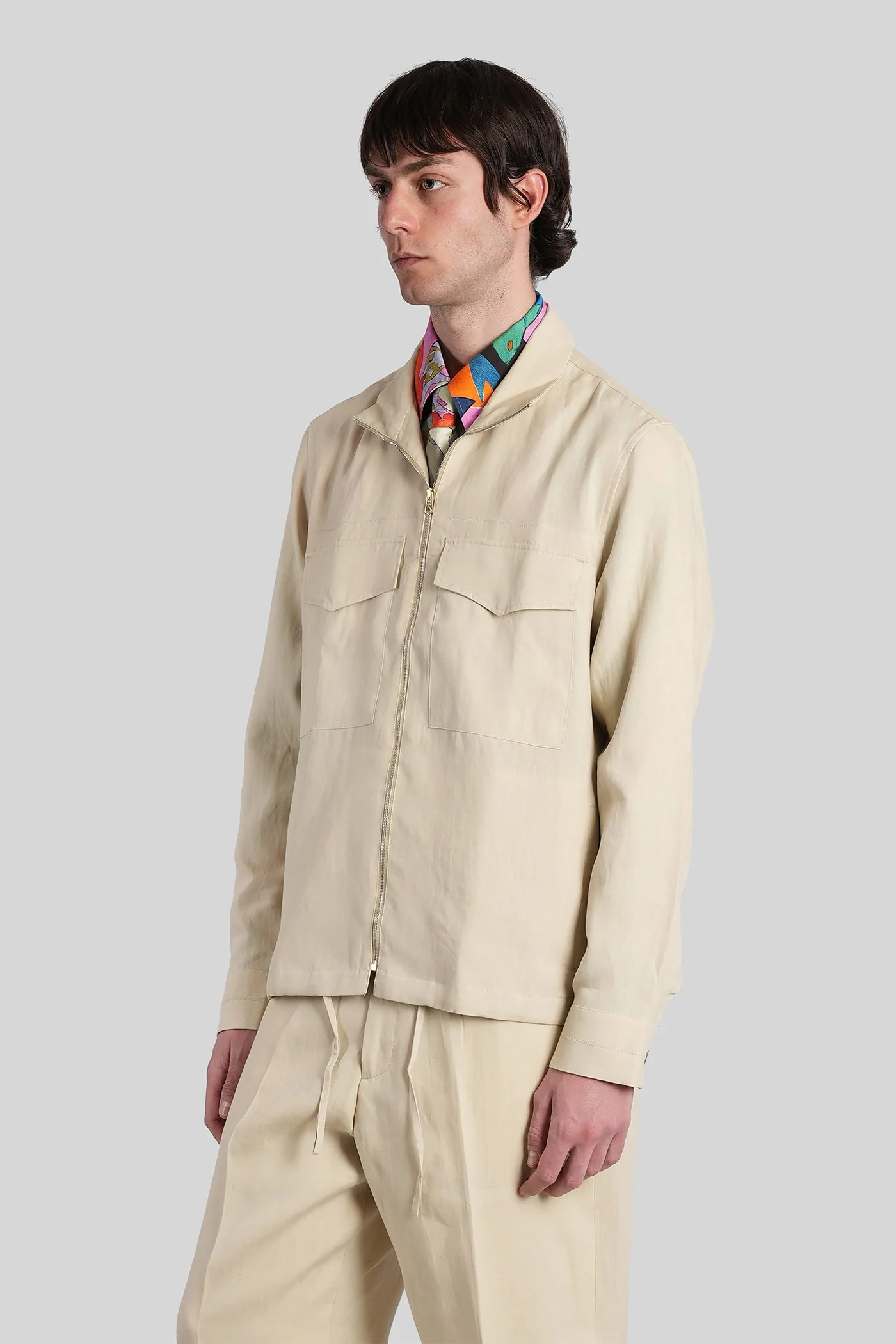 Casual jacket in beige linen - Image 4