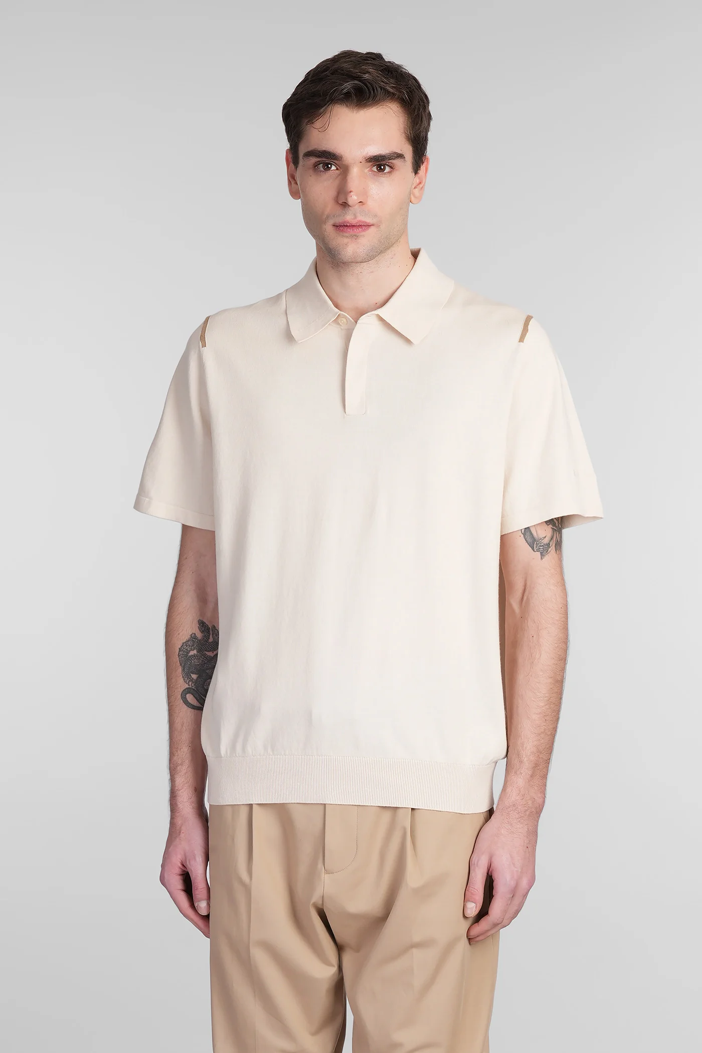 Polo in beige cotton