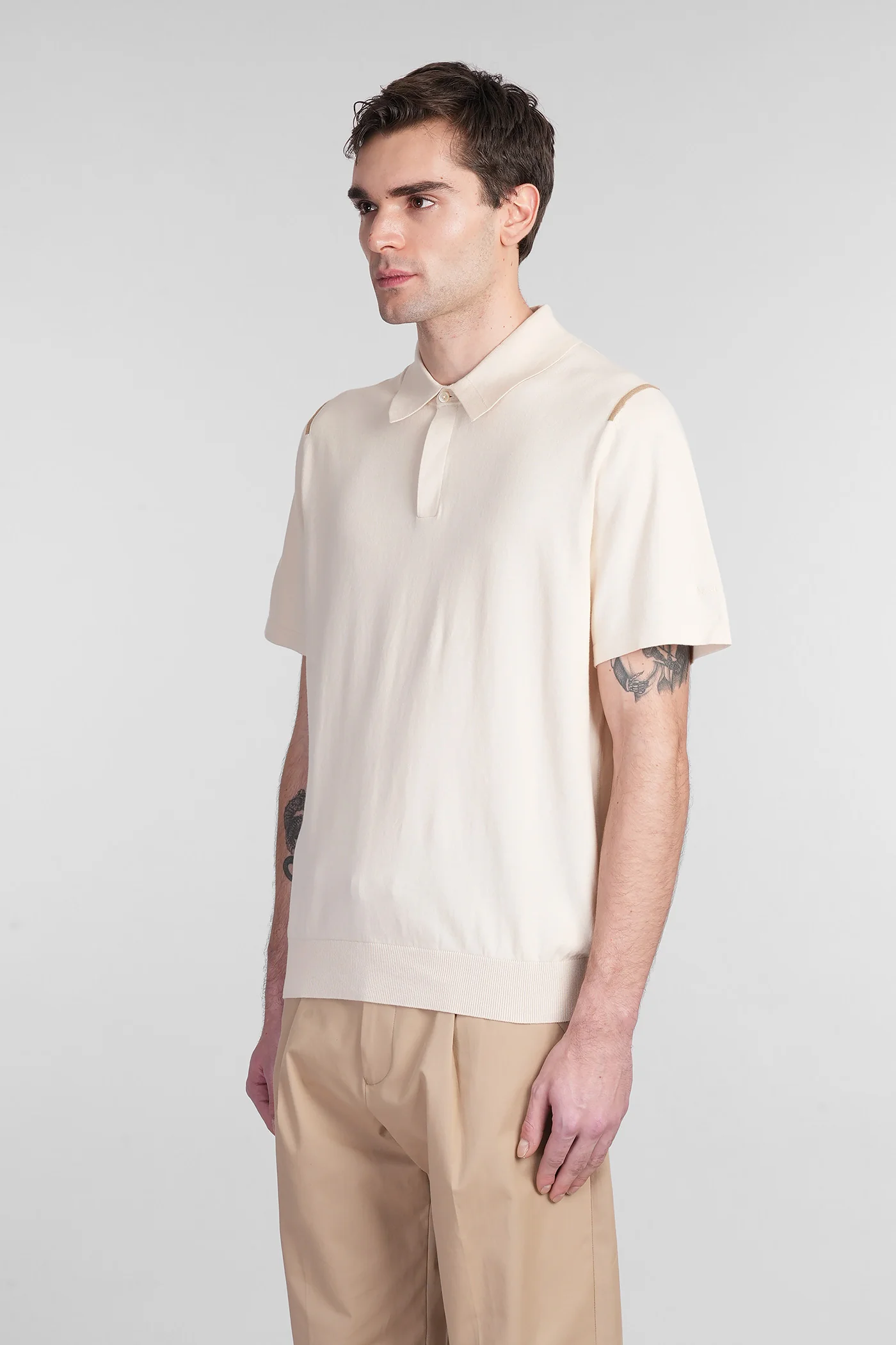 Polo in beige cotton - Image 4