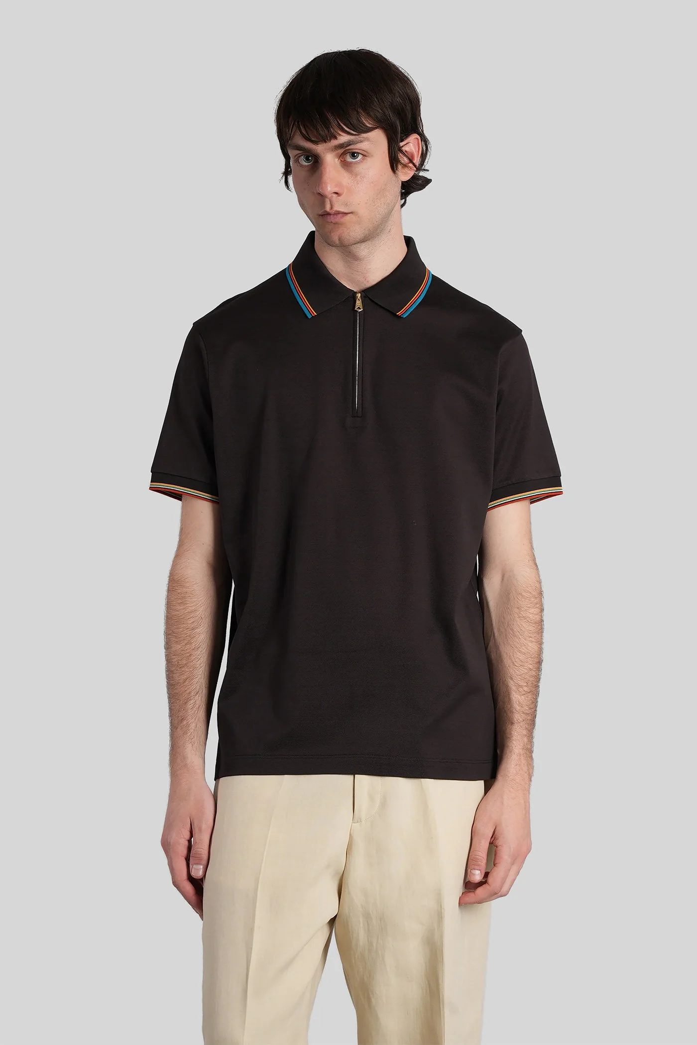 Polo in black cotton