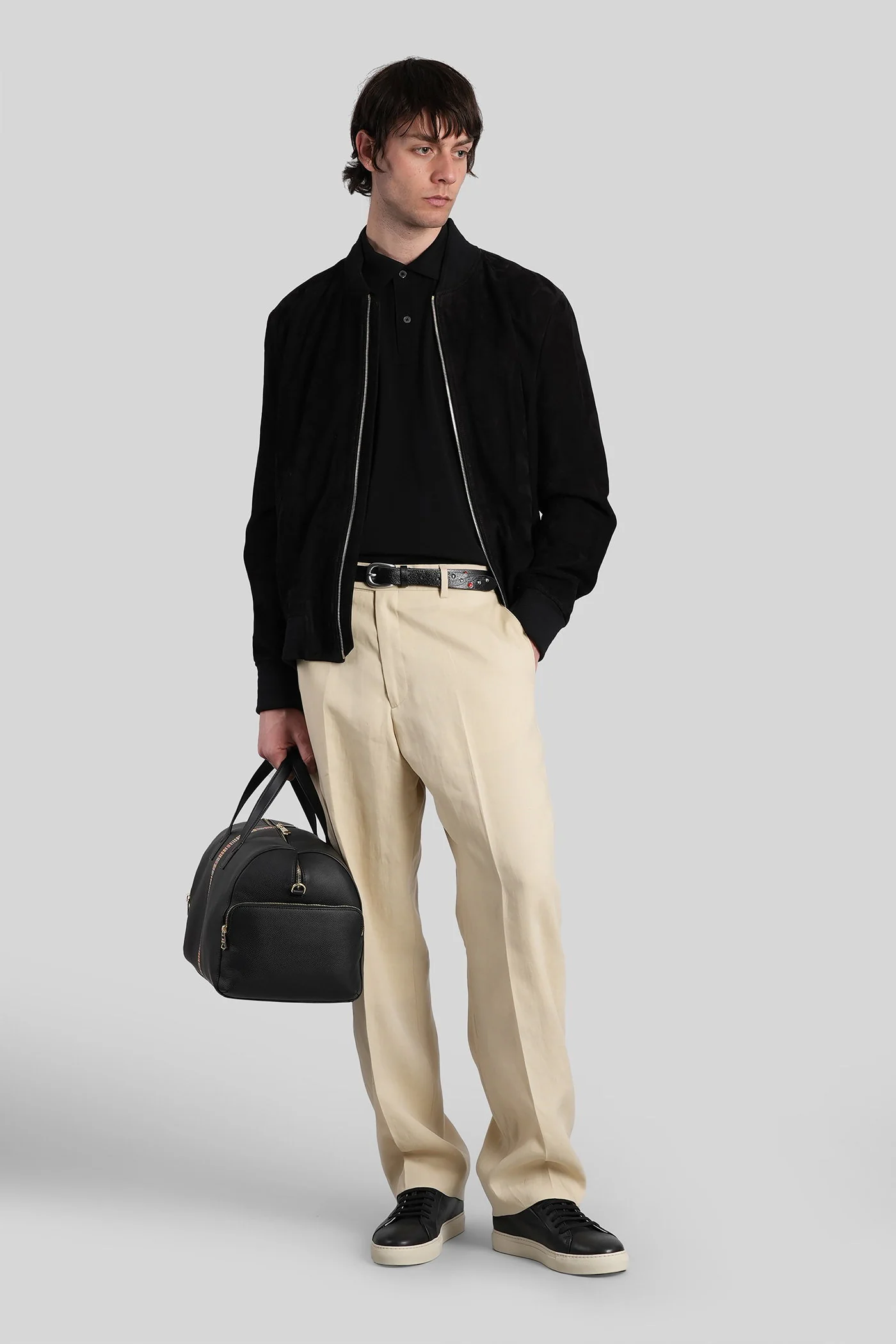 Polo in black cotton - Image 2