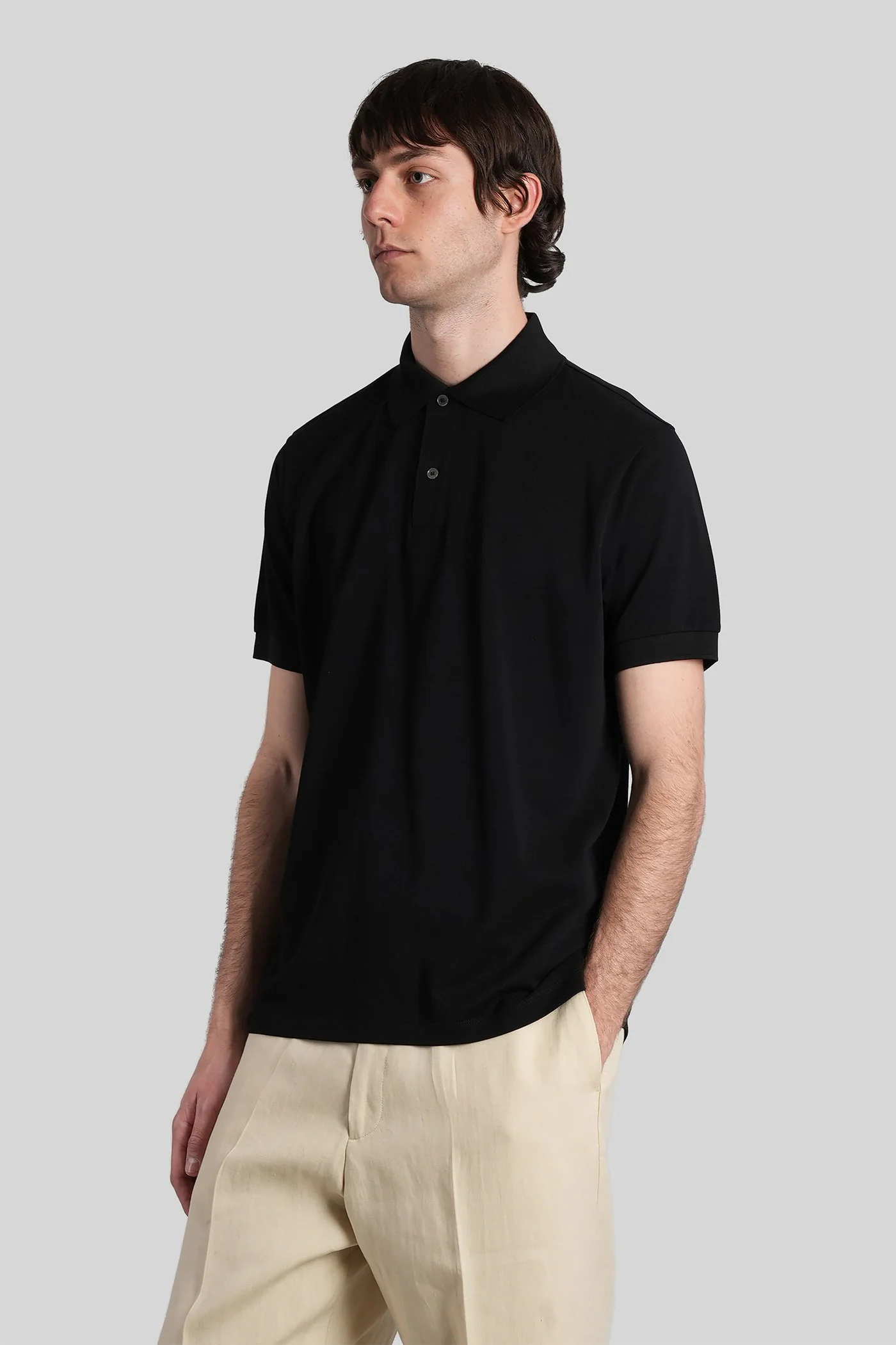 Polo in black cotton - Image 4