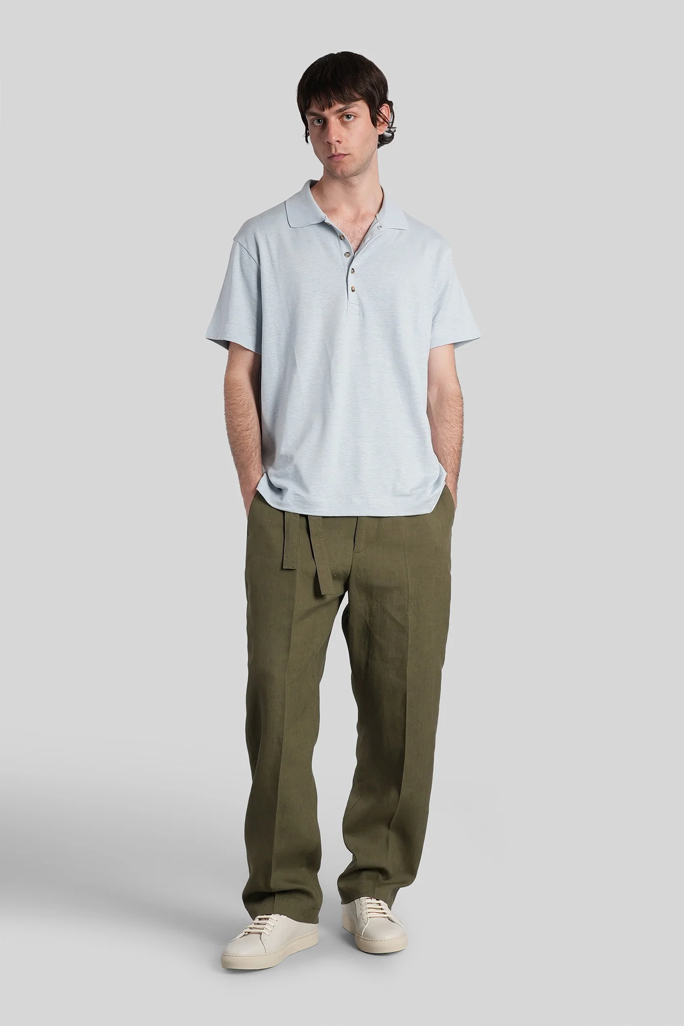Polo in cyan linen - Image 2