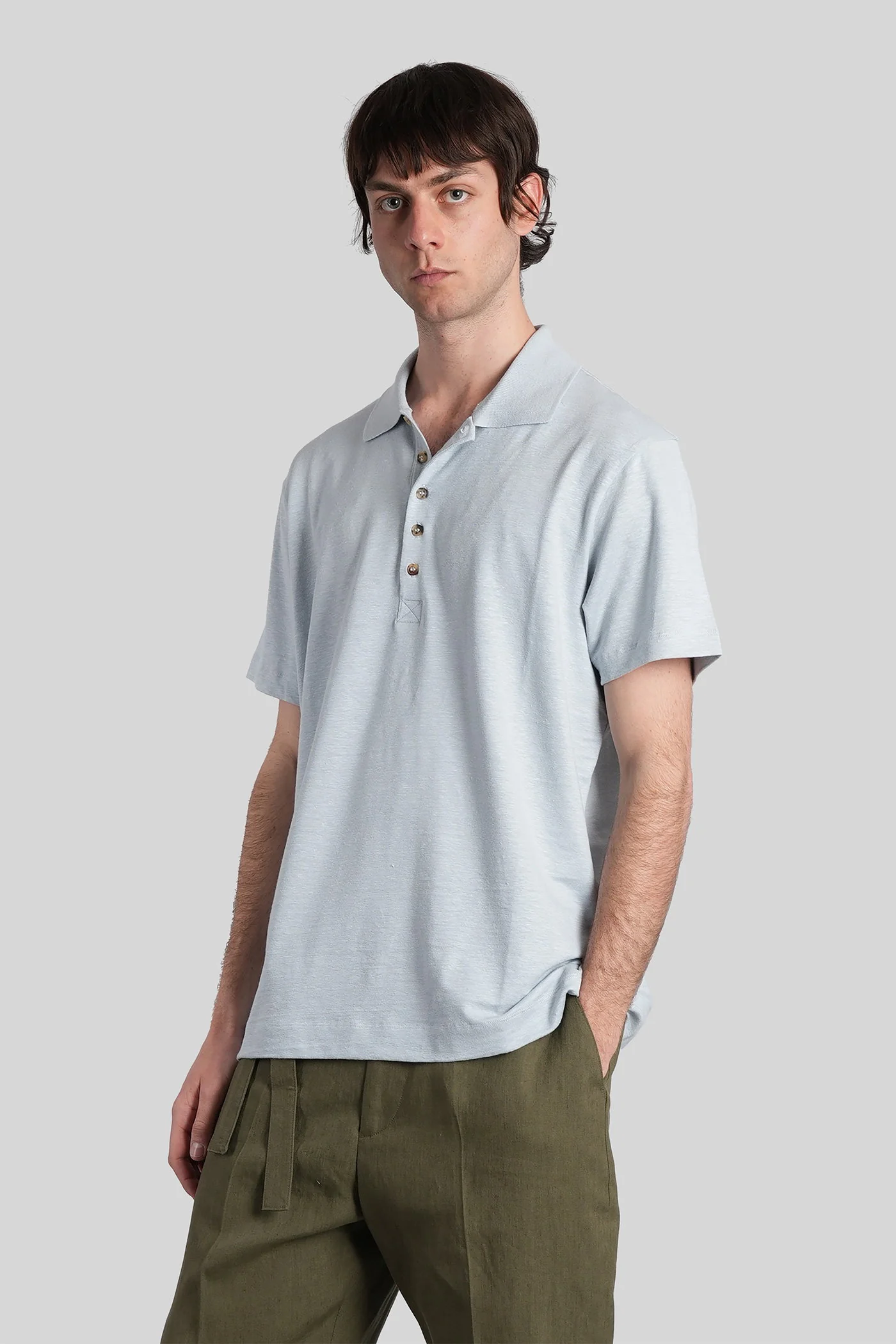 Polo in cyan linen - Image 4