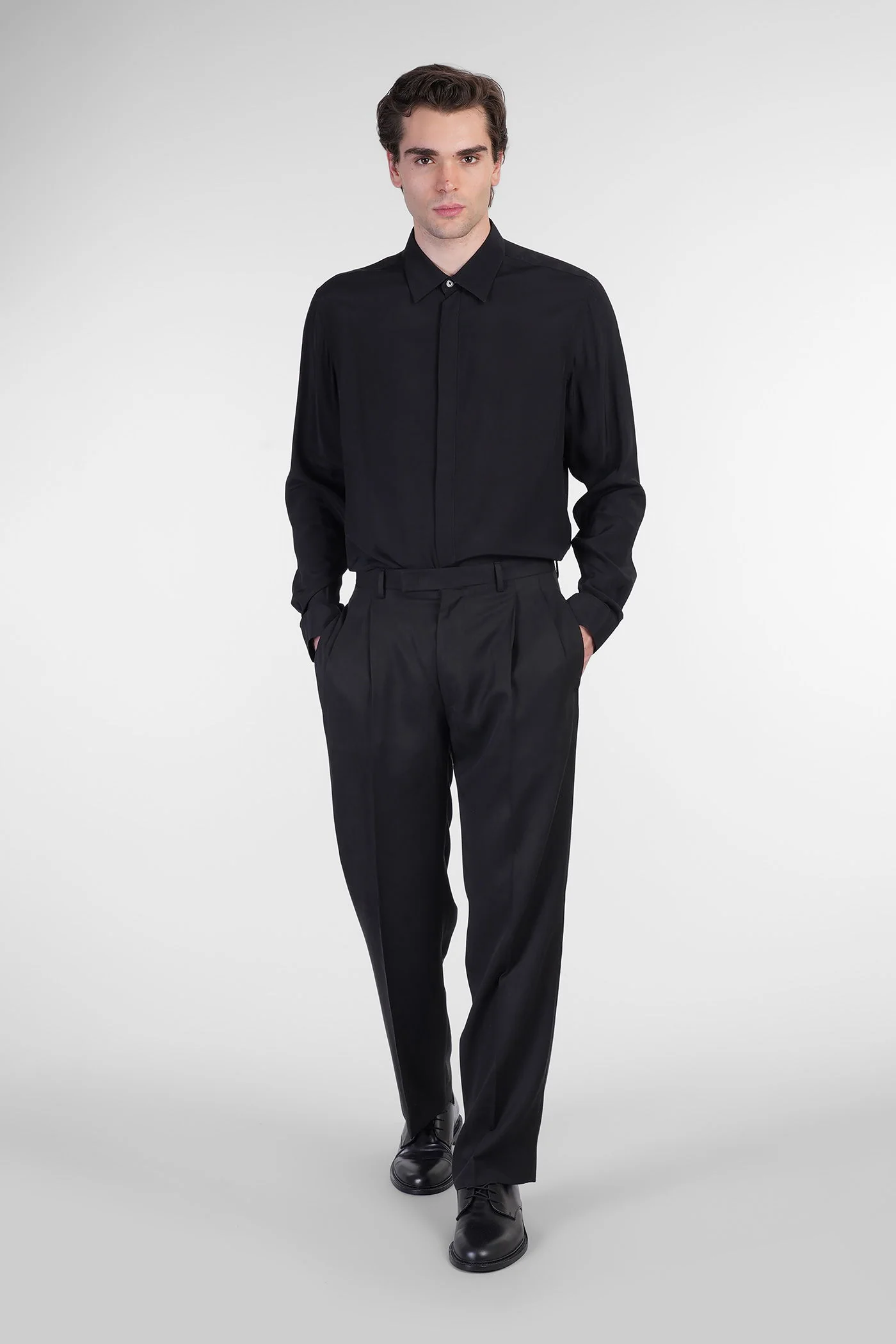 Shirt in black viscose - Image 2