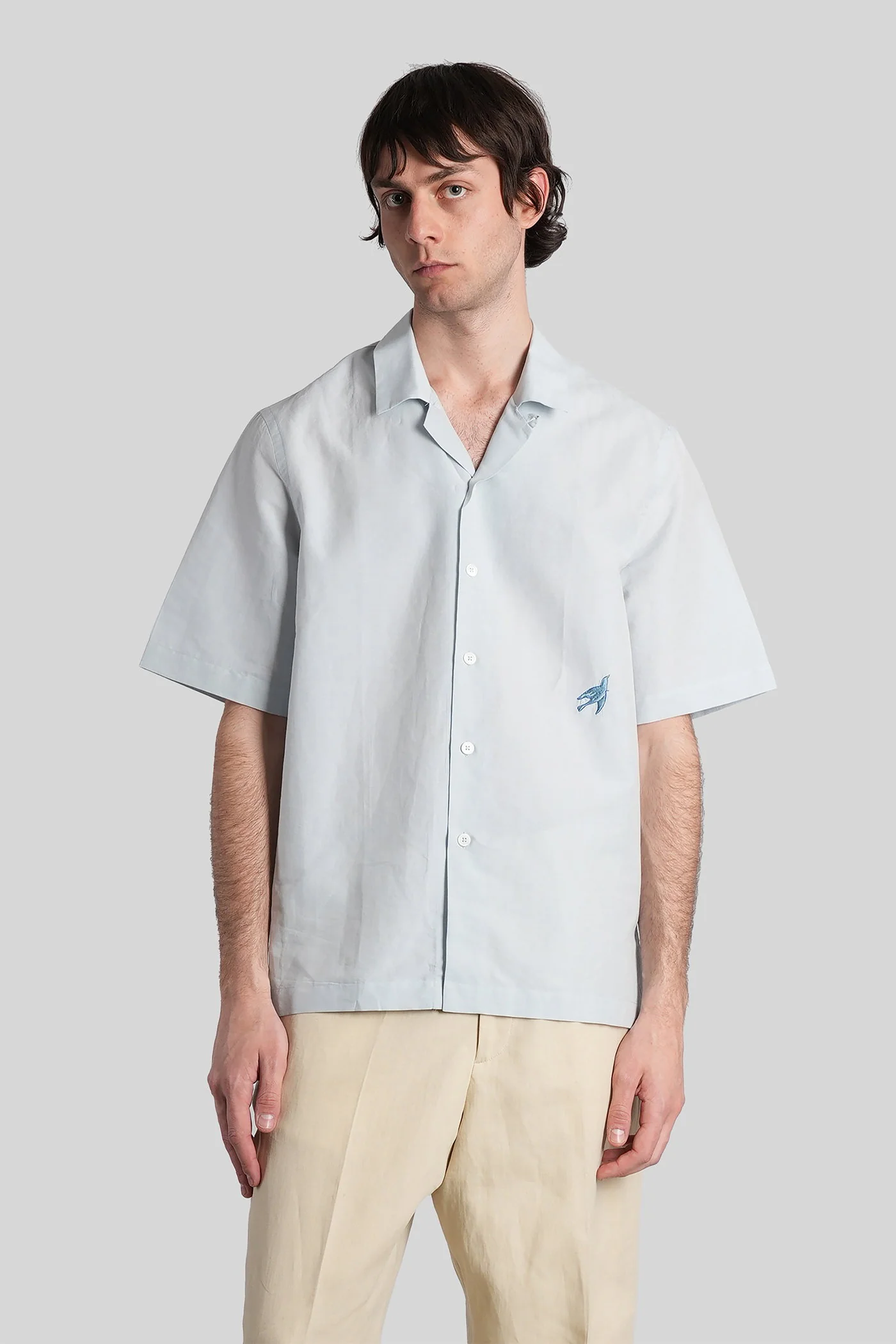 Shirt in cyan cotton