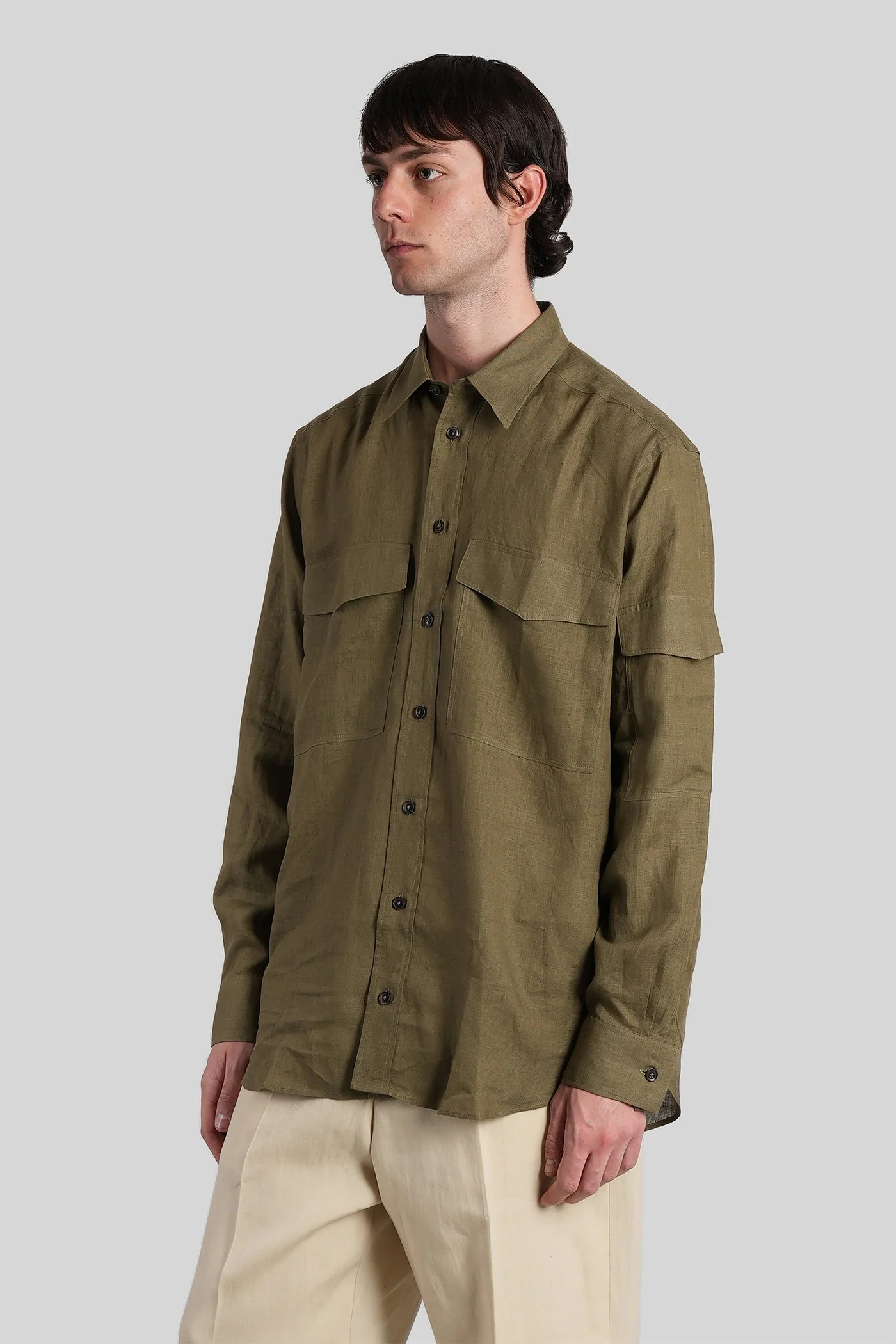 Shirt in green linen - Image 4