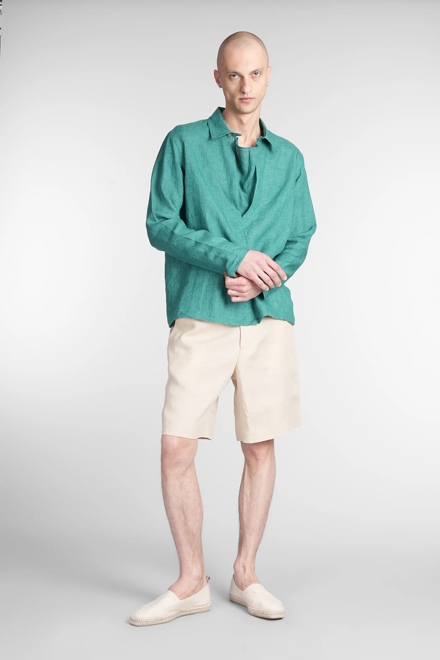 Shirt in green linen - Image 2