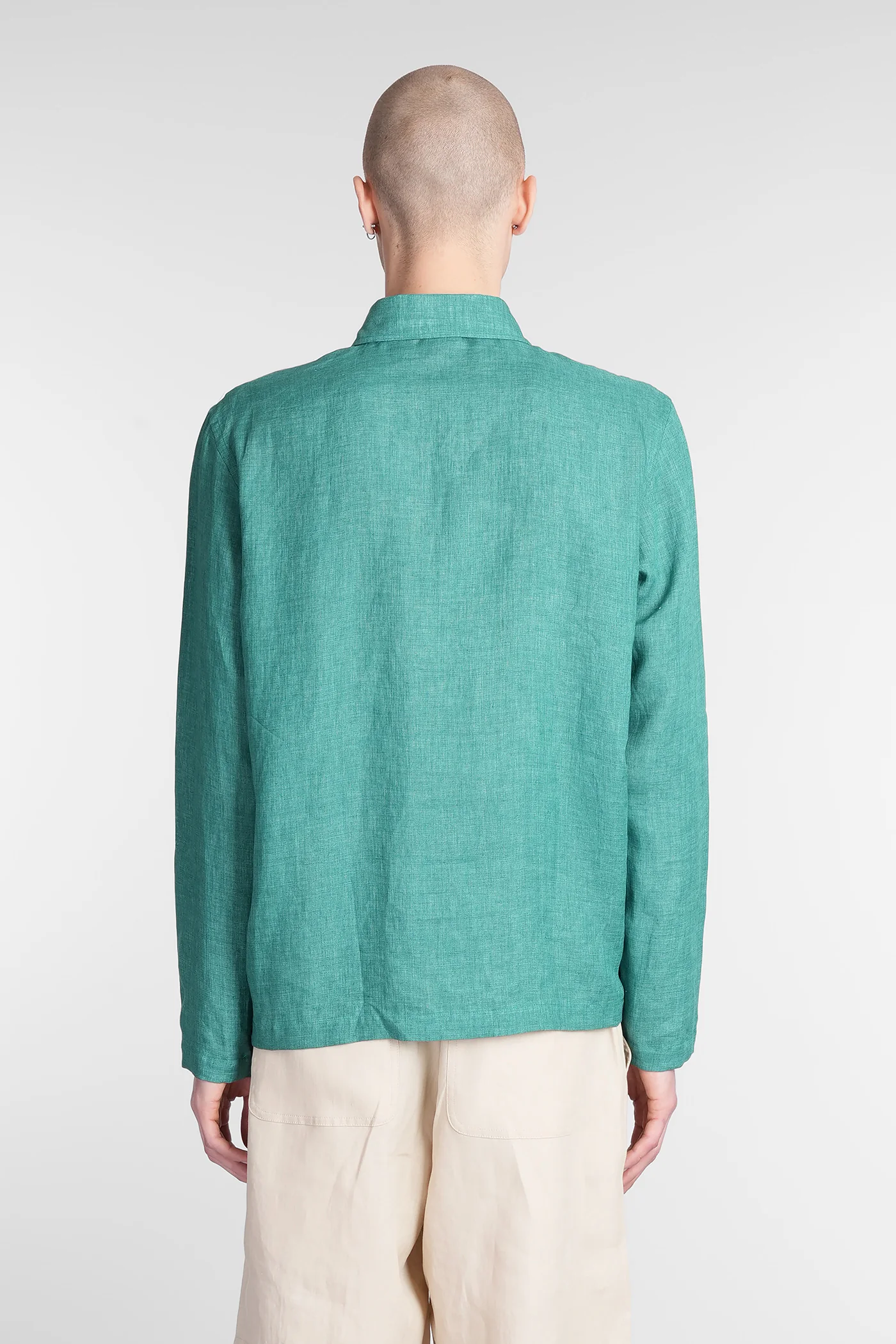 Shirt in green linen - Image 3