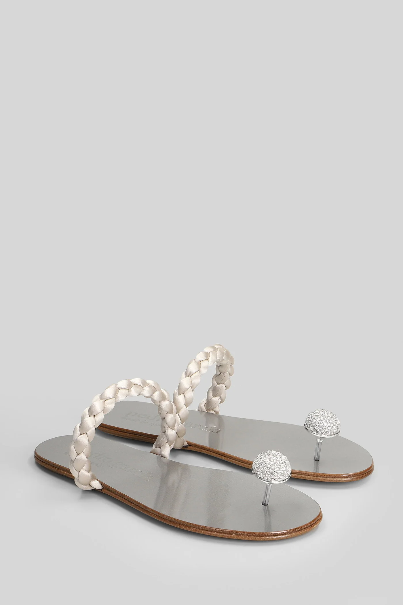 Pipa Flat sandal-slipper in white satin - Image 2