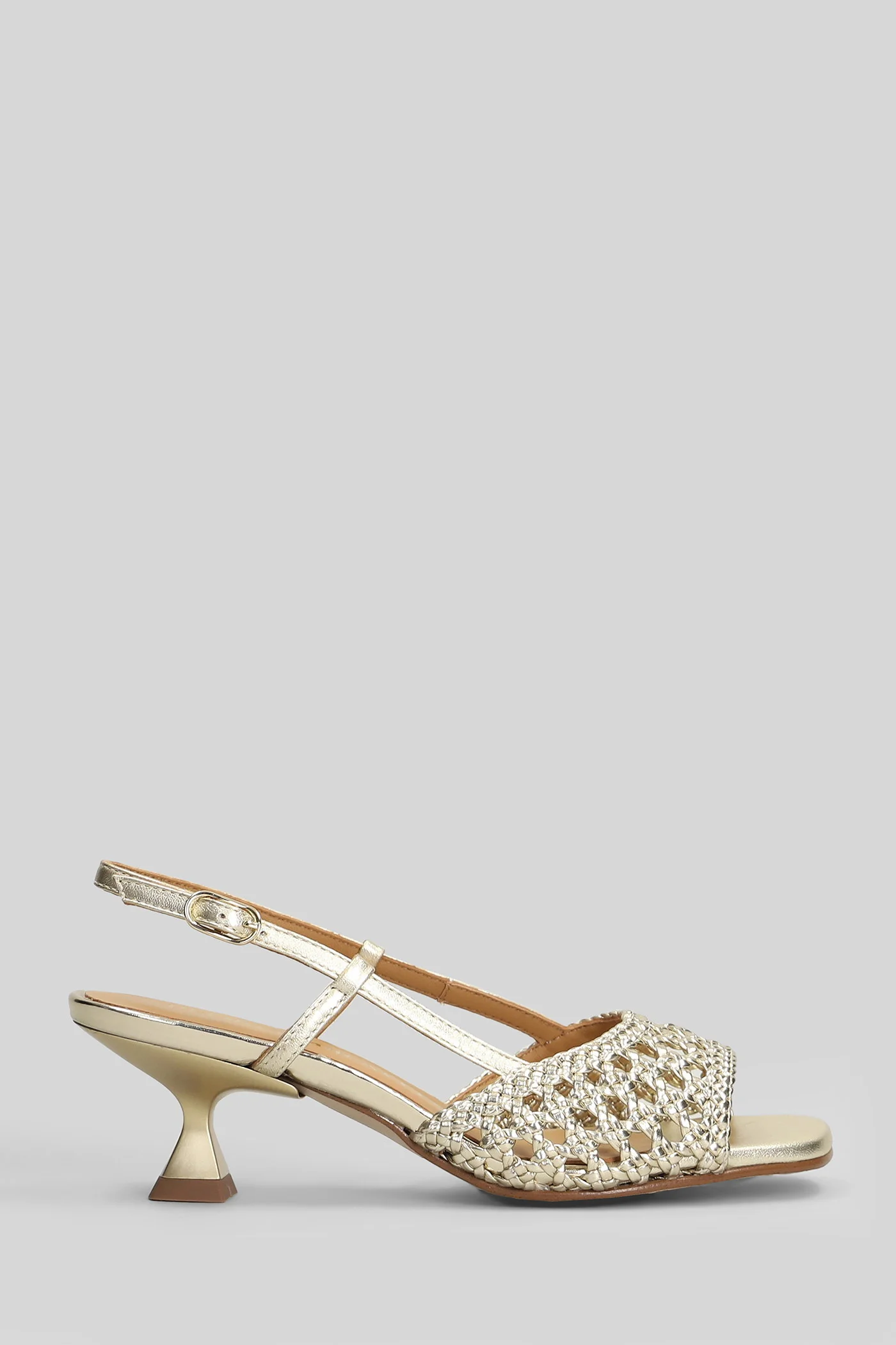 Sandals in platinum leather