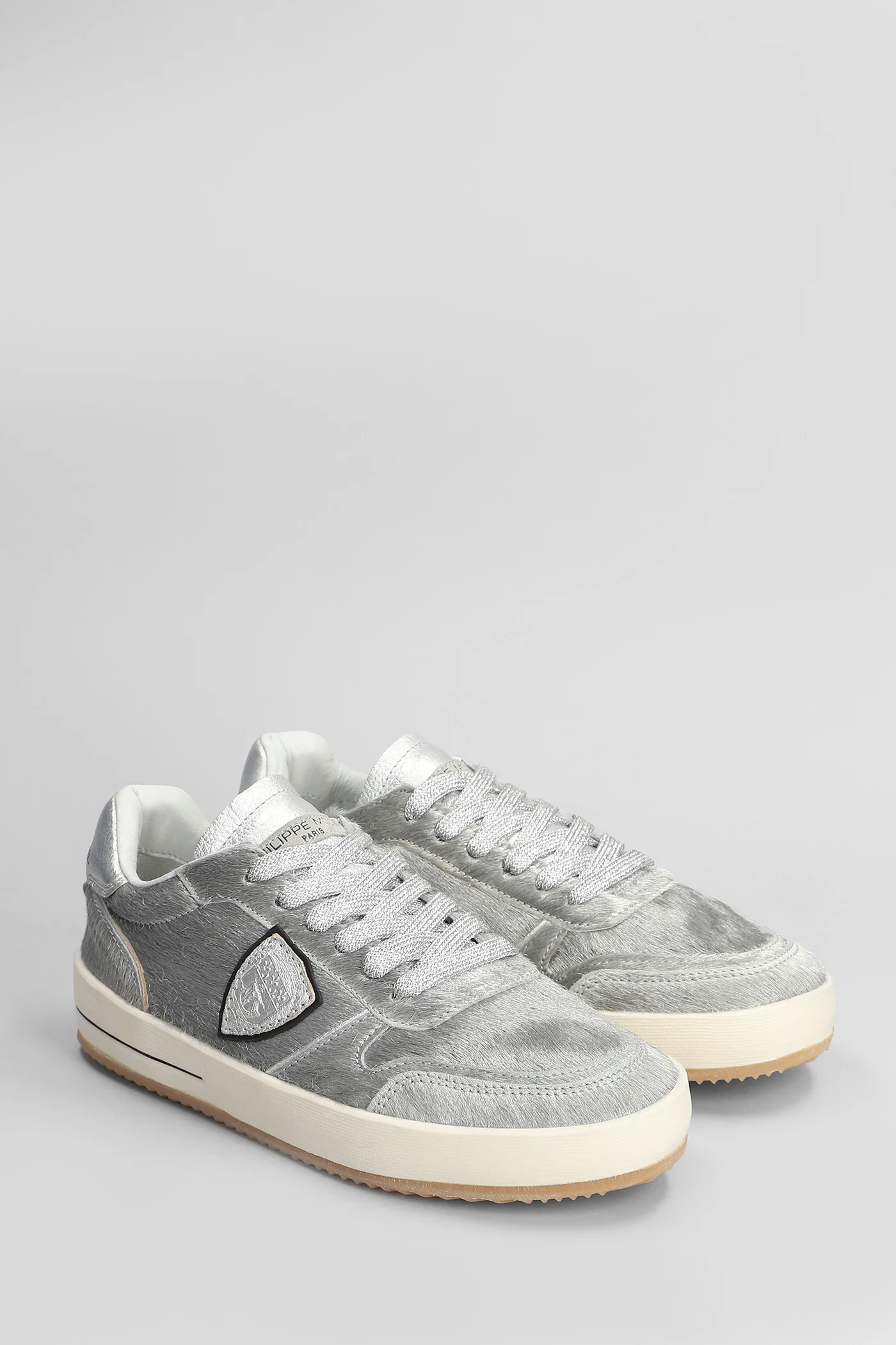 Nice Low Sneakers in silver pony skin - Image 2
