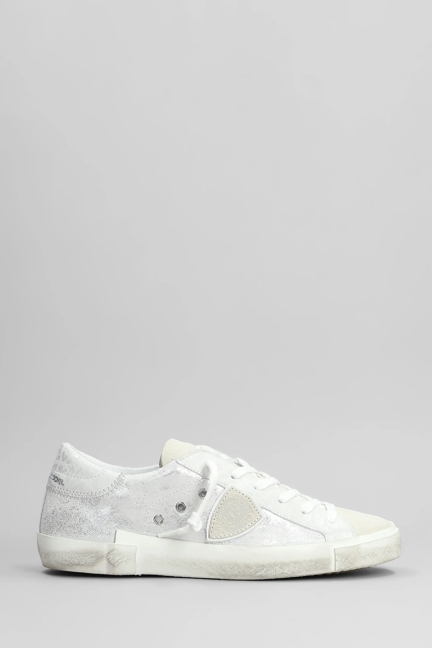 Prsx Low Sneakers in silver suede and leather